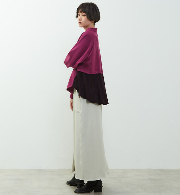 Soffitto「【nota della mano sinistra（ノータ デラ マノ シニストラ）】素材切替オフタートップス」|Tシャツ・カットソー|