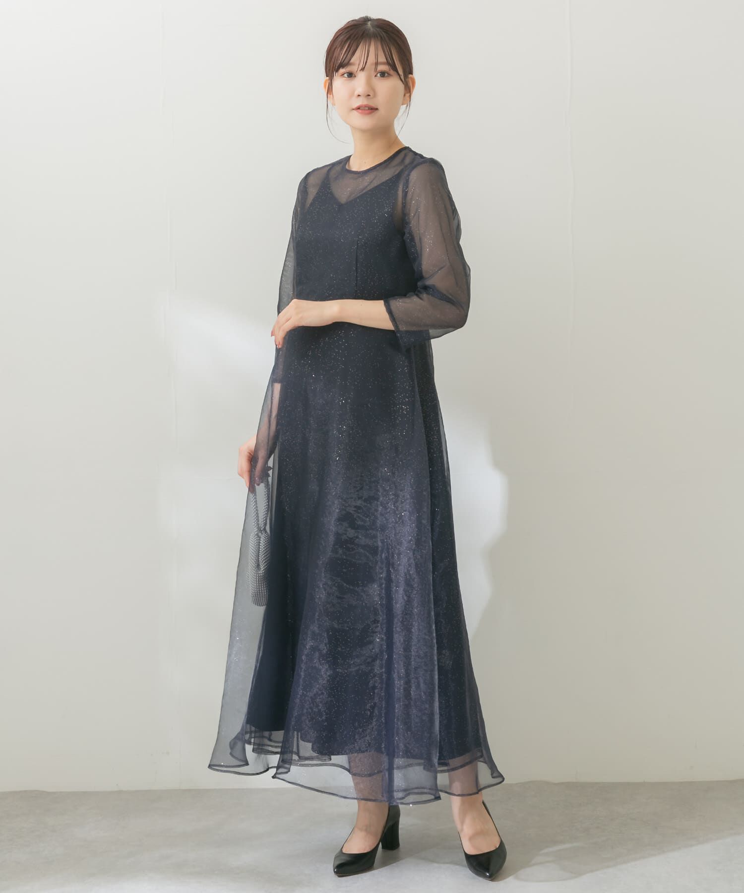 URBAN RESEARCH ROSSO「kaene　ラメミックスステッチレースドレス」|ワンピース|