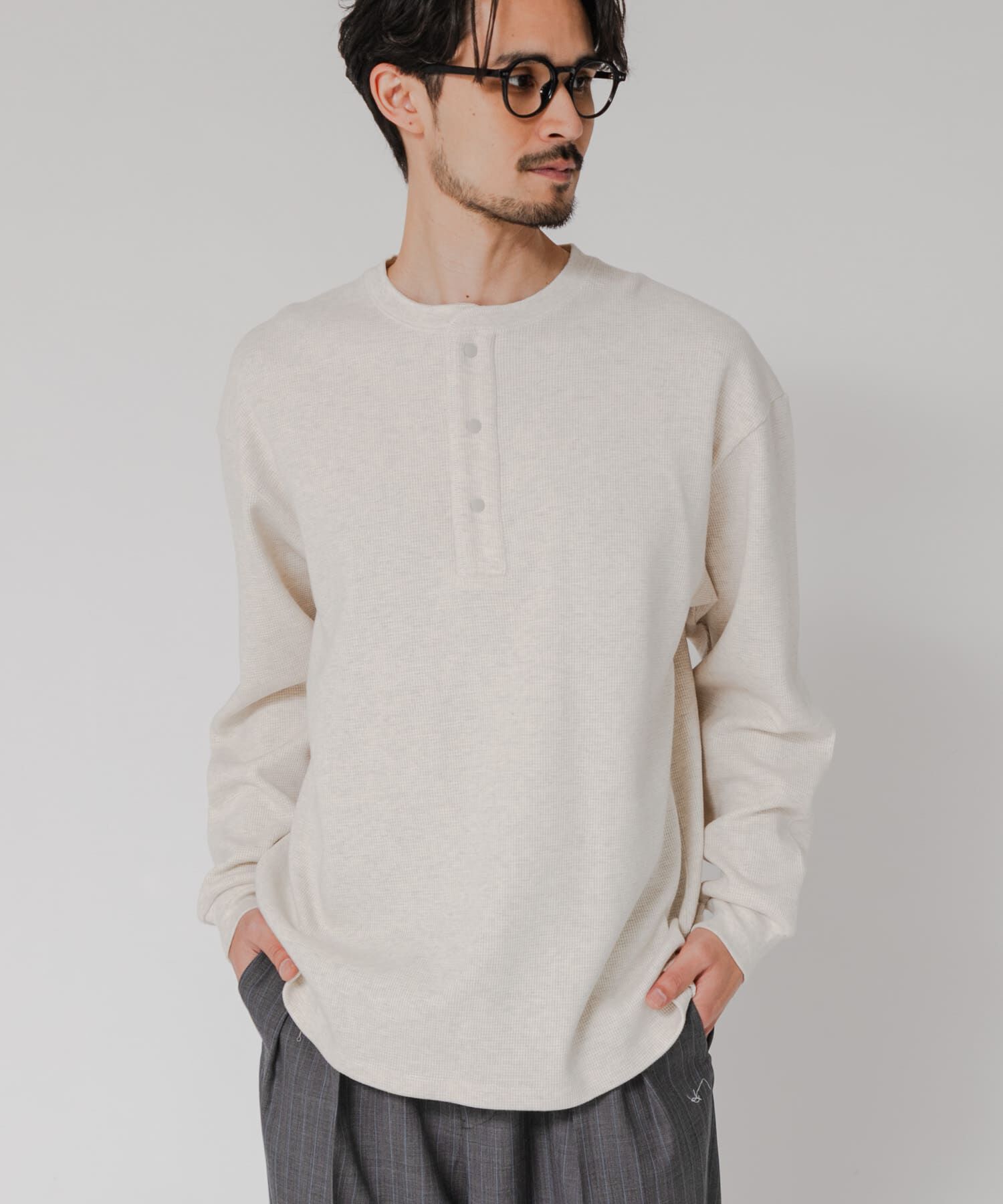 URBAN RESEARCH「『UR TECH』度詰めワッフルヘンリーロングスリーブ」|Tシャツ・カットソー|