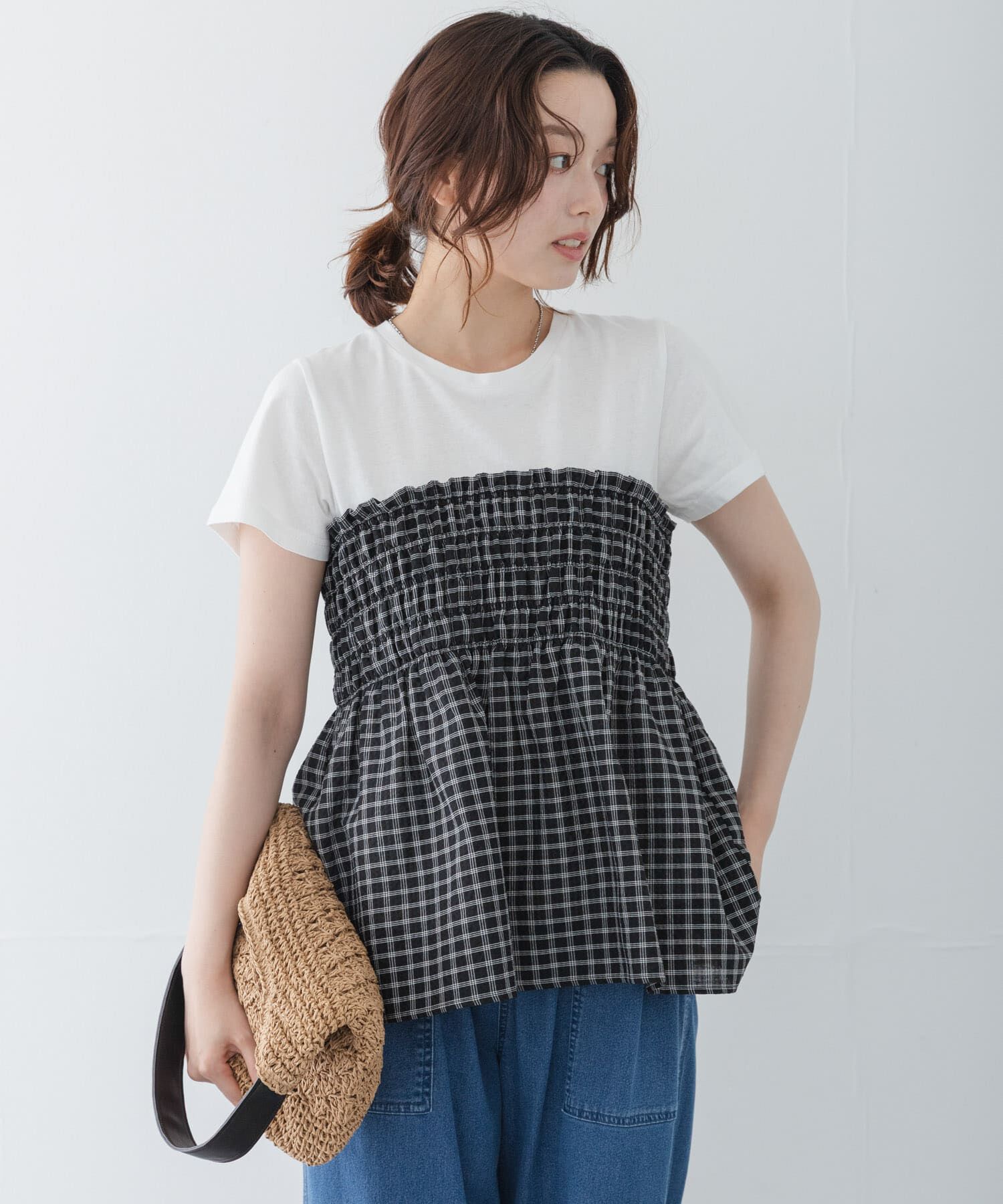 Sonny Label 「シャーリングビスチェコンビプルオーバー」|Tシャツ・カットソー|