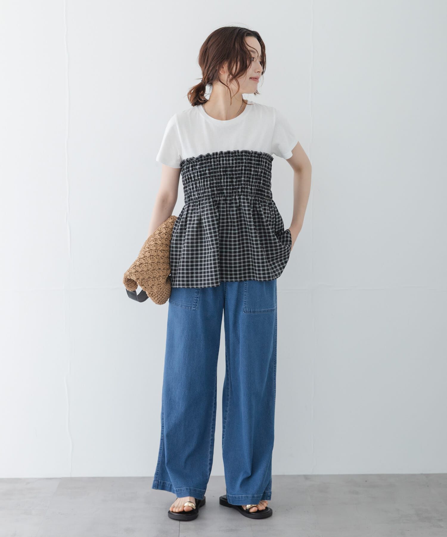 Sonny Label 「シャーリングビスチェコンビプルオーバー」|Tシャツ・カットソー|