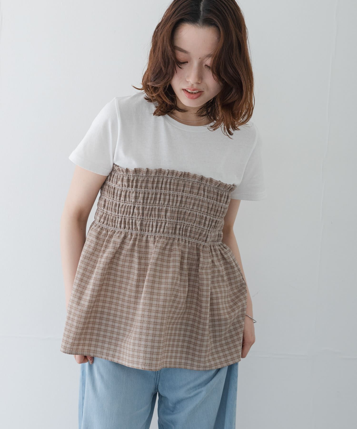 Sonny Label 「シャーリングビスチェコンビプルオーバー」|Tシャツ・カットソー|