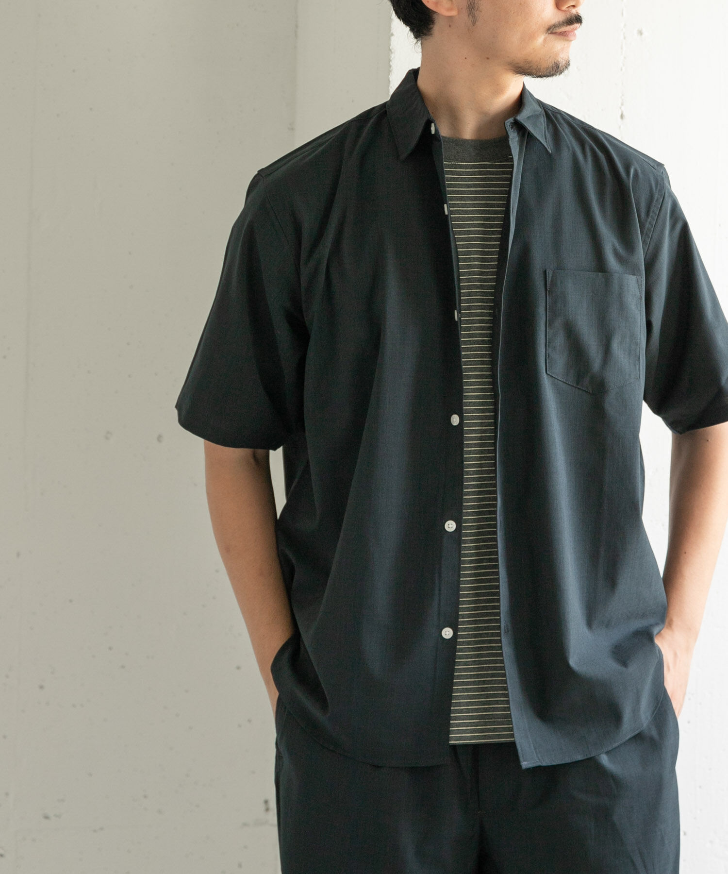 URBAN RESEARCH DOORS「FORK&SPOON　TEC LINENシャツ」|シャツ・ブラウス|ブルー系その他