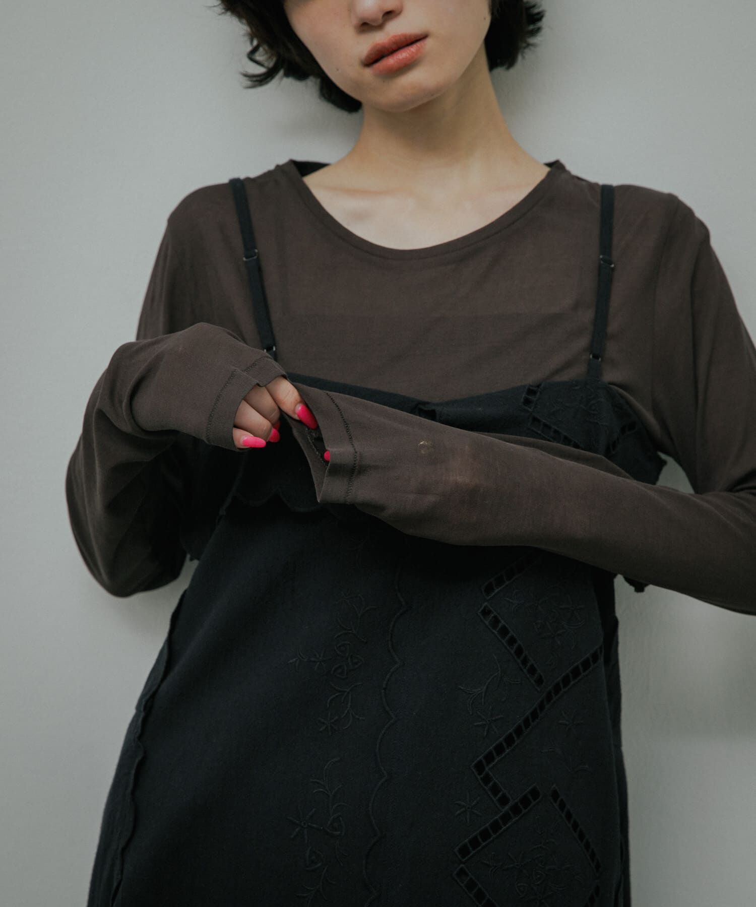 URBAN RESEARCH DOORS「Sheer Cotton Long-Sleeve T-shirts」|Tシャツ・カットソー|ブラウン