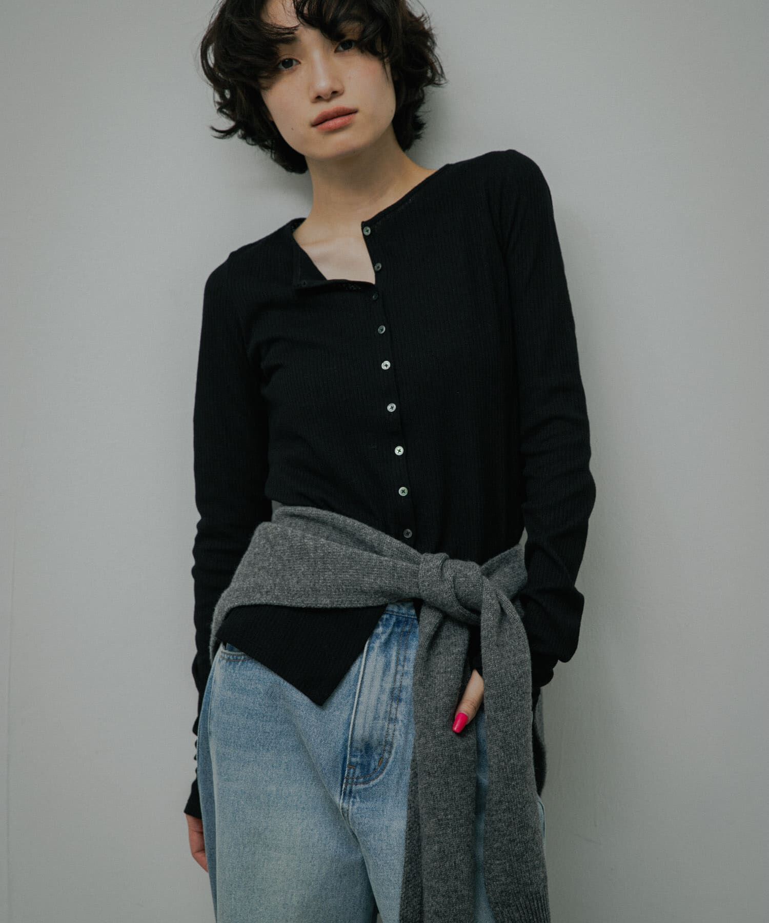 URBAN RESEARCH DOORS「Vintage Rib Button Cardigan」|カーディガン|