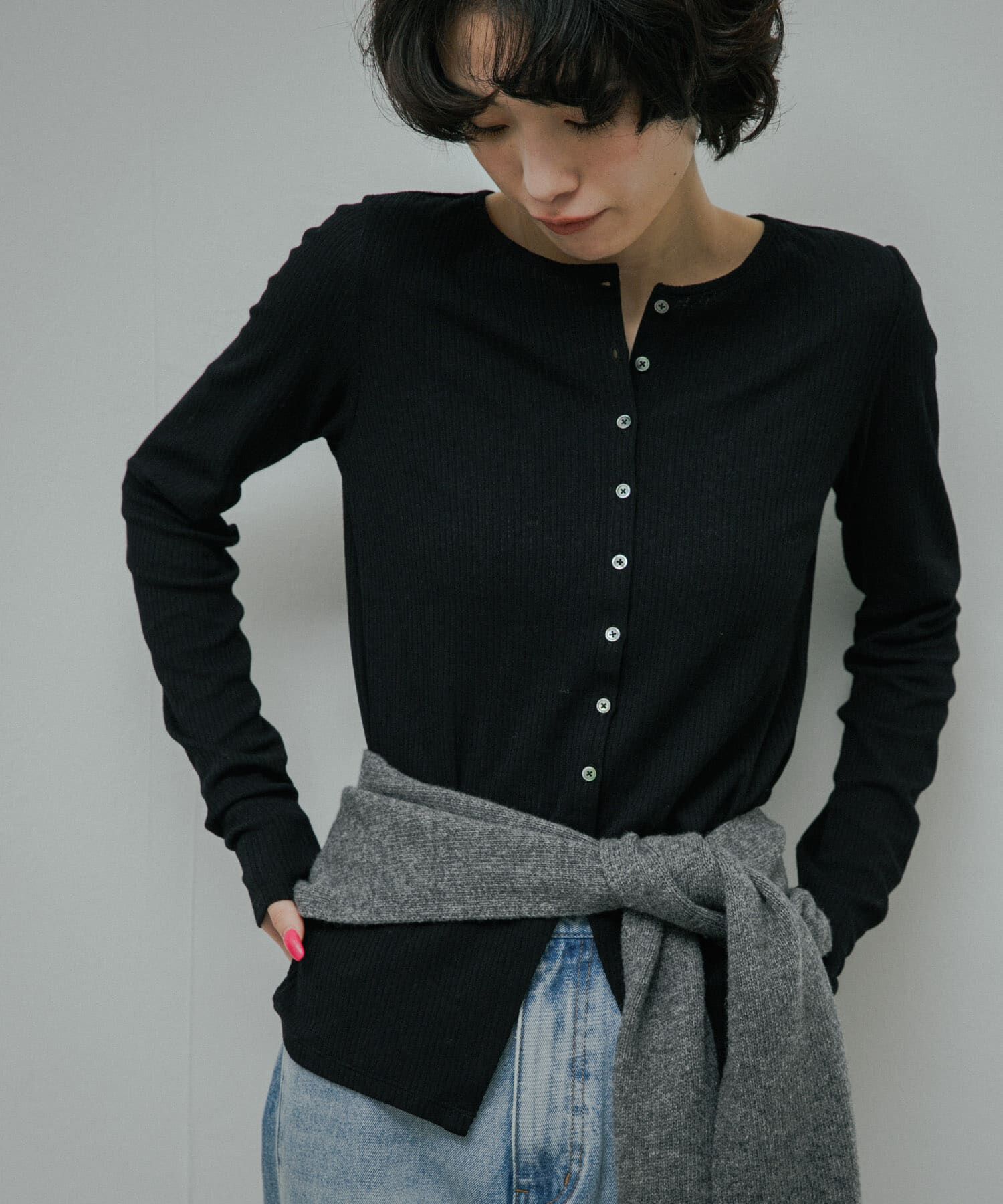 URBAN RESEARCH DOORS「Vintage Rib Button Cardigan」|カーディガン|