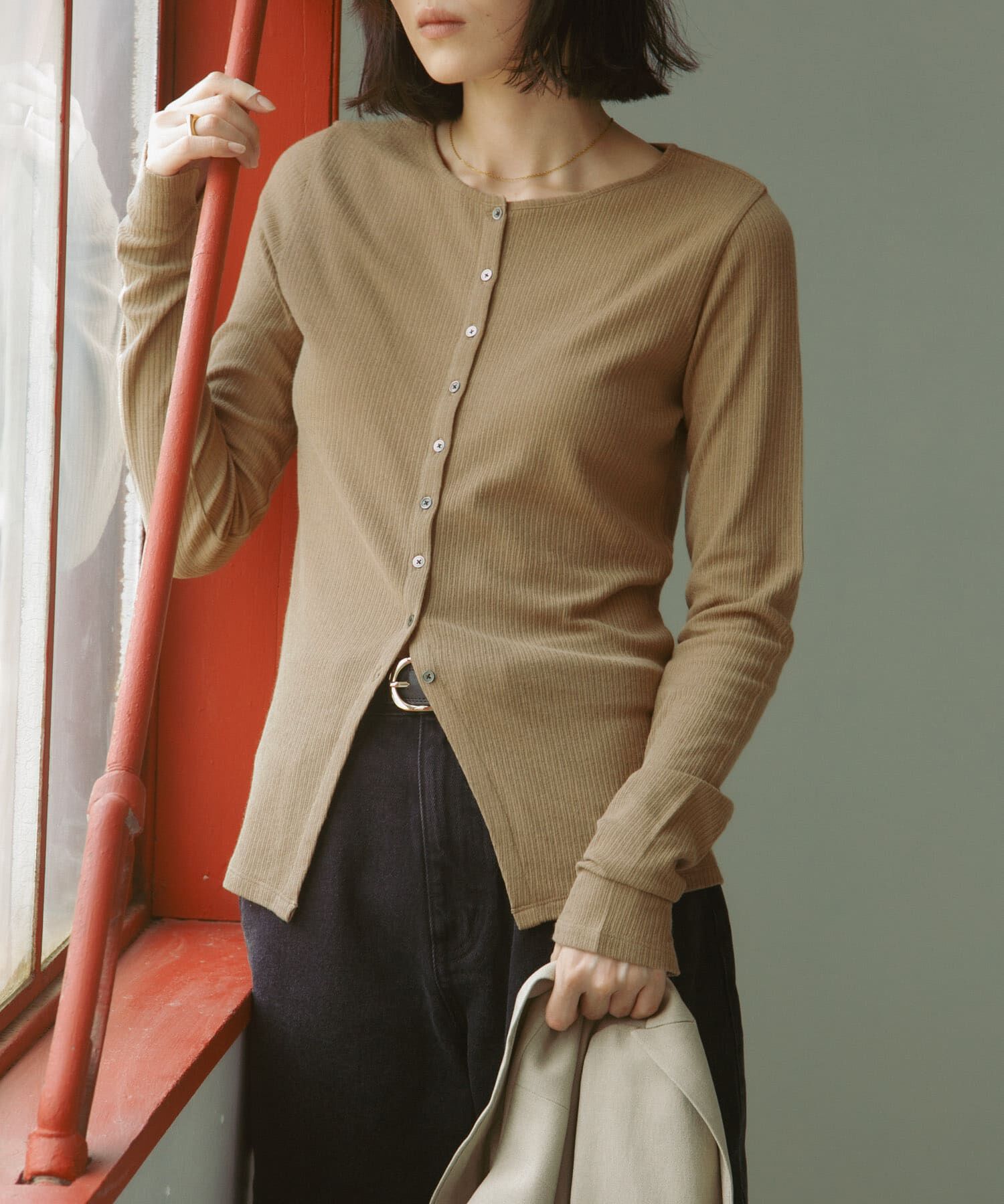 URBAN RESEARCH DOORS「Vintage Rib Button Cardigan」|カーディガン|
