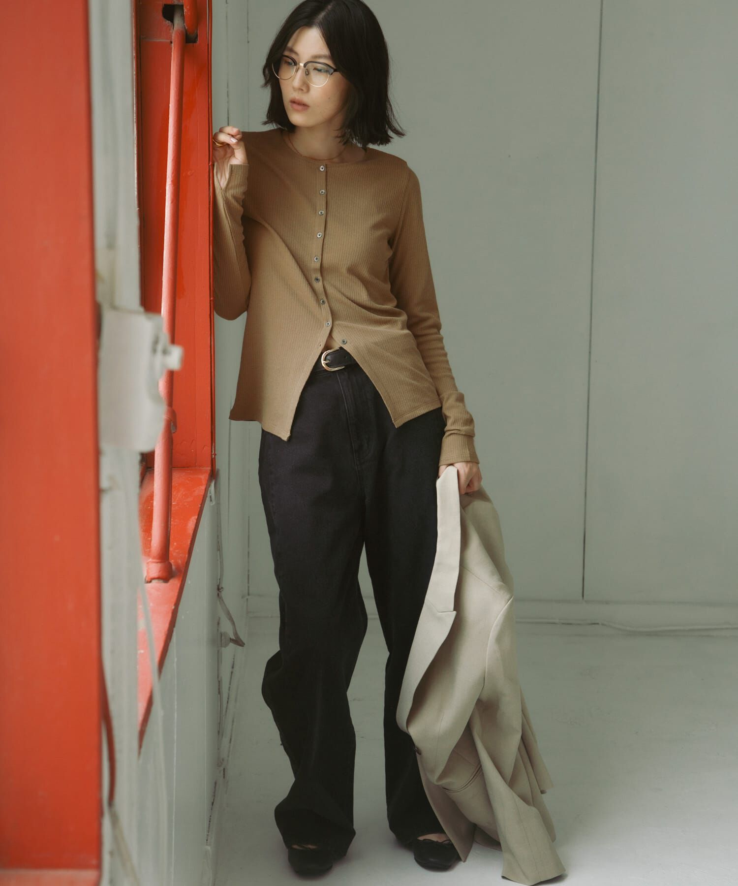 URBAN RESEARCH DOORS「Vintage Rib Button Cardigan」|カーディガン|