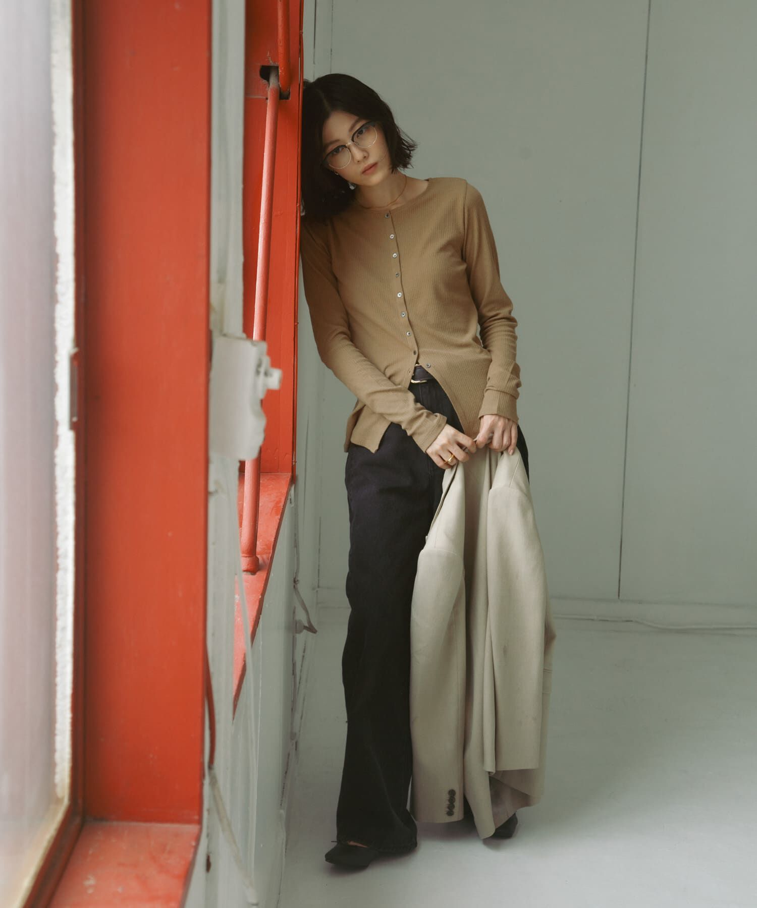 URBAN RESEARCH DOORS「Vintage Rib Button Cardigan」|カーディガン|