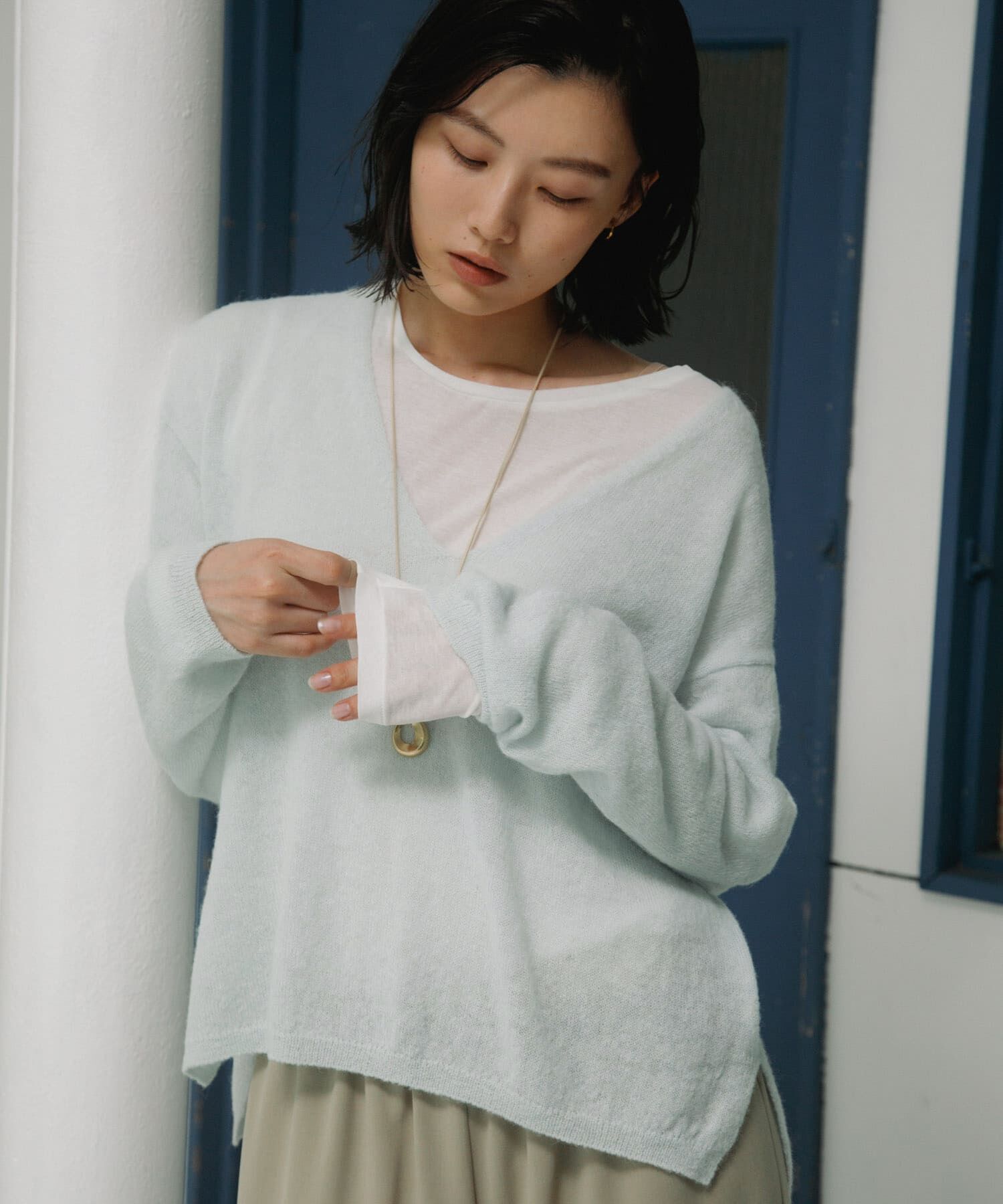 URBAN RESEARCH DOORS「Baby Alpaca V-Neck Knit」|ニット・セーター|