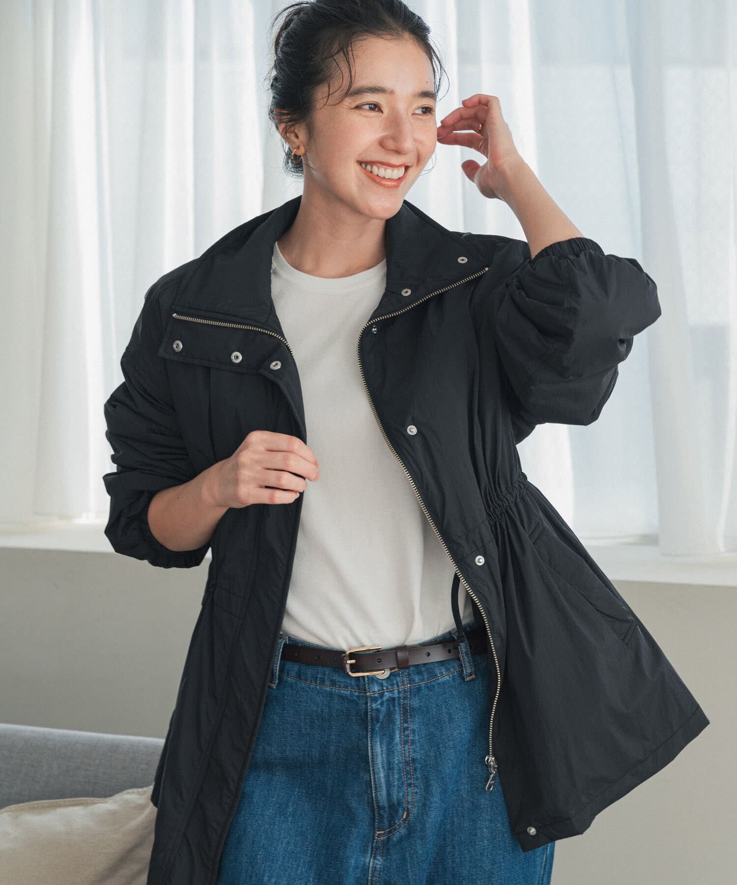 URBAN RESEARCH DOORS「『WEB限定』撥水中綿ウエストギャザーブルゾン」|ブルゾン・スタジャン|