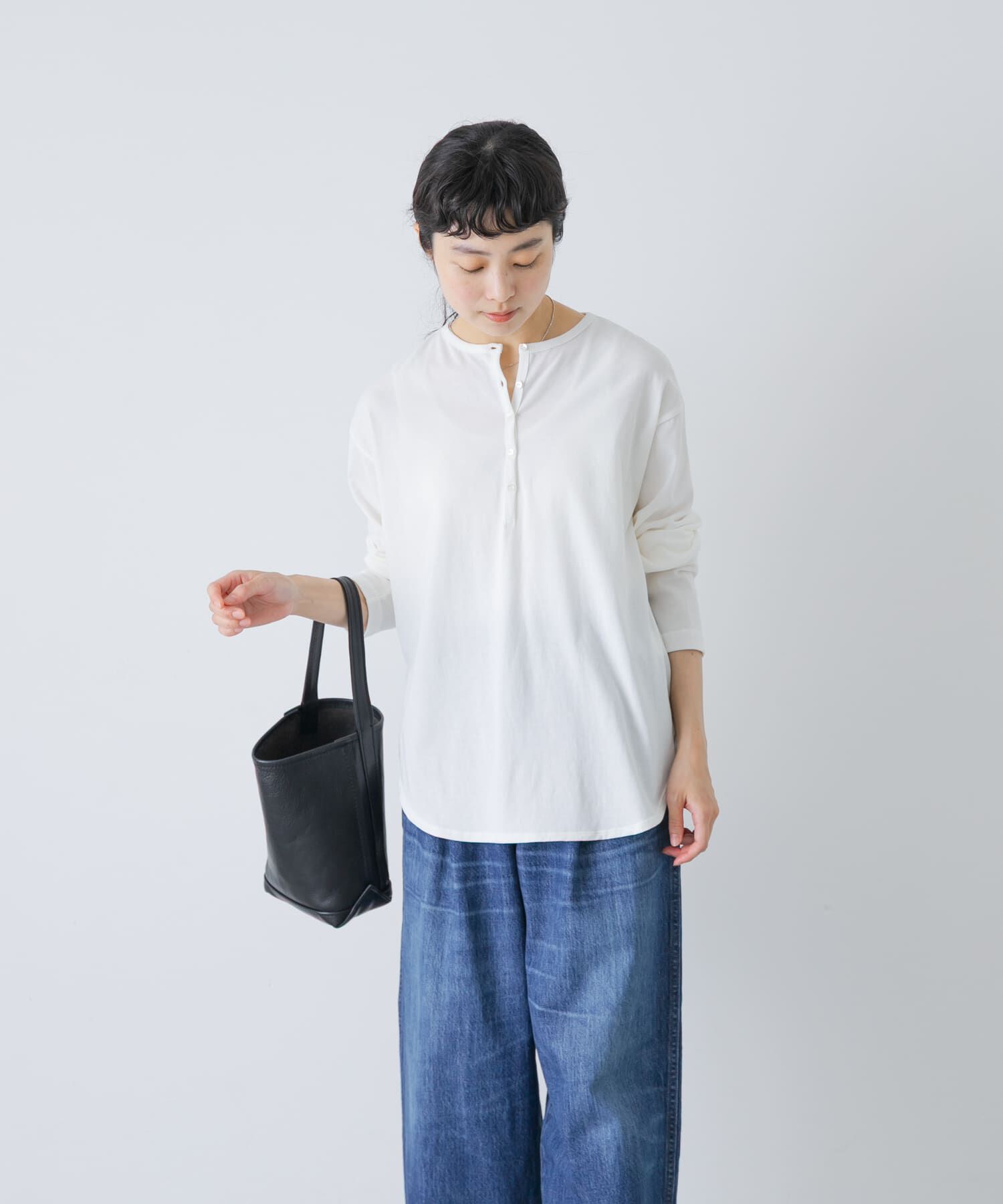 かぐれ「ヘンリーネックコットンカットソー」|Tシャツ・カットソー|