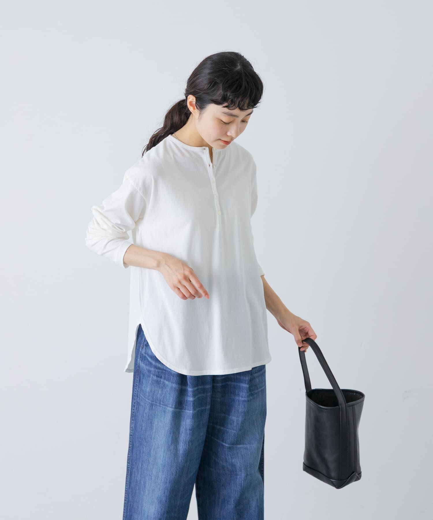 かぐれ「ヘンリーネックコットンカットソー」|Tシャツ・カットソー|
