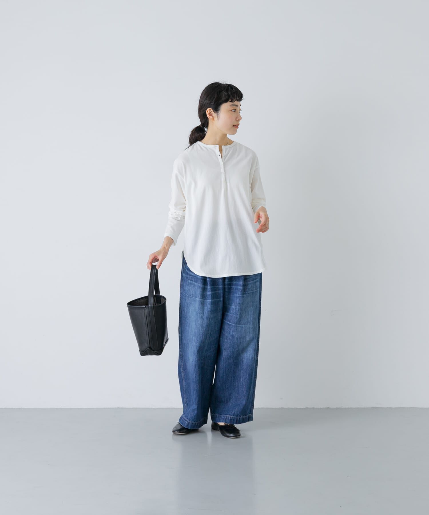かぐれ「ヘンリーネックコットンカットソー」|Tシャツ・カットソー|
