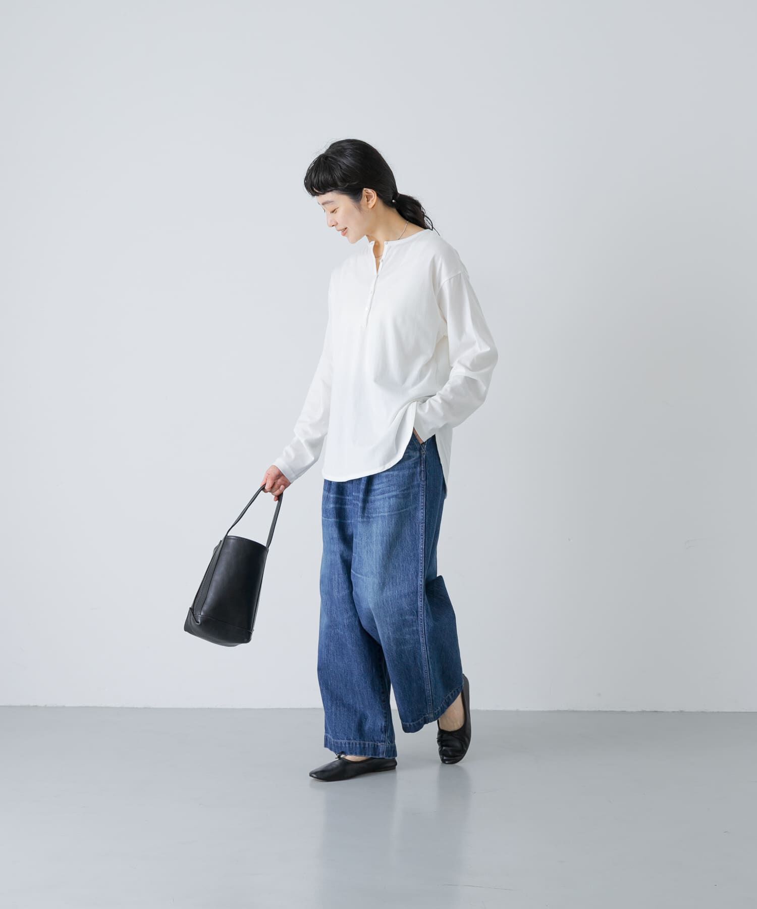 かぐれ「ヘンリーネックコットンカットソー」|Tシャツ・カットソー|