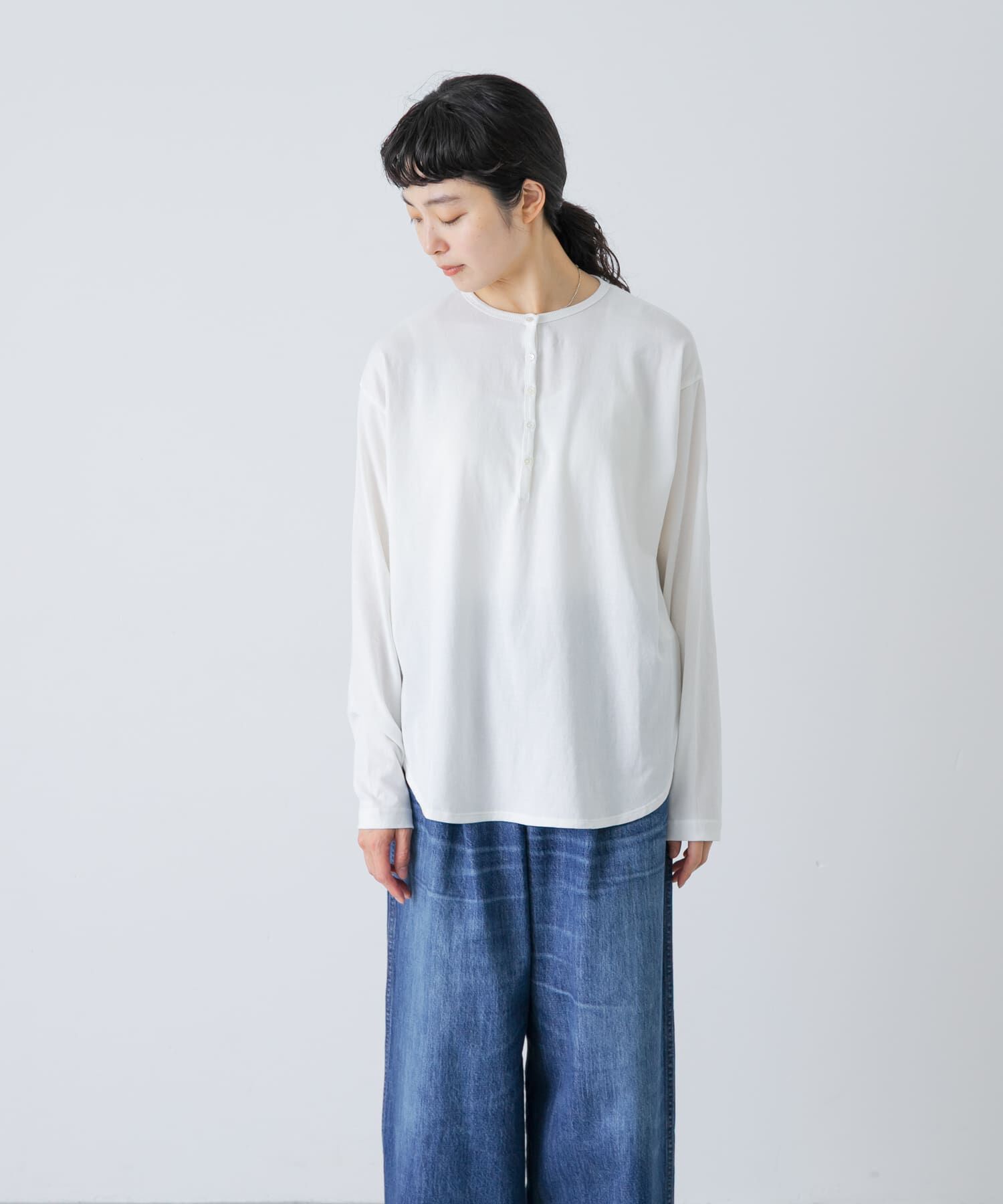 かぐれ「ヘンリーネックコットンカットソー」|Tシャツ・カットソー|