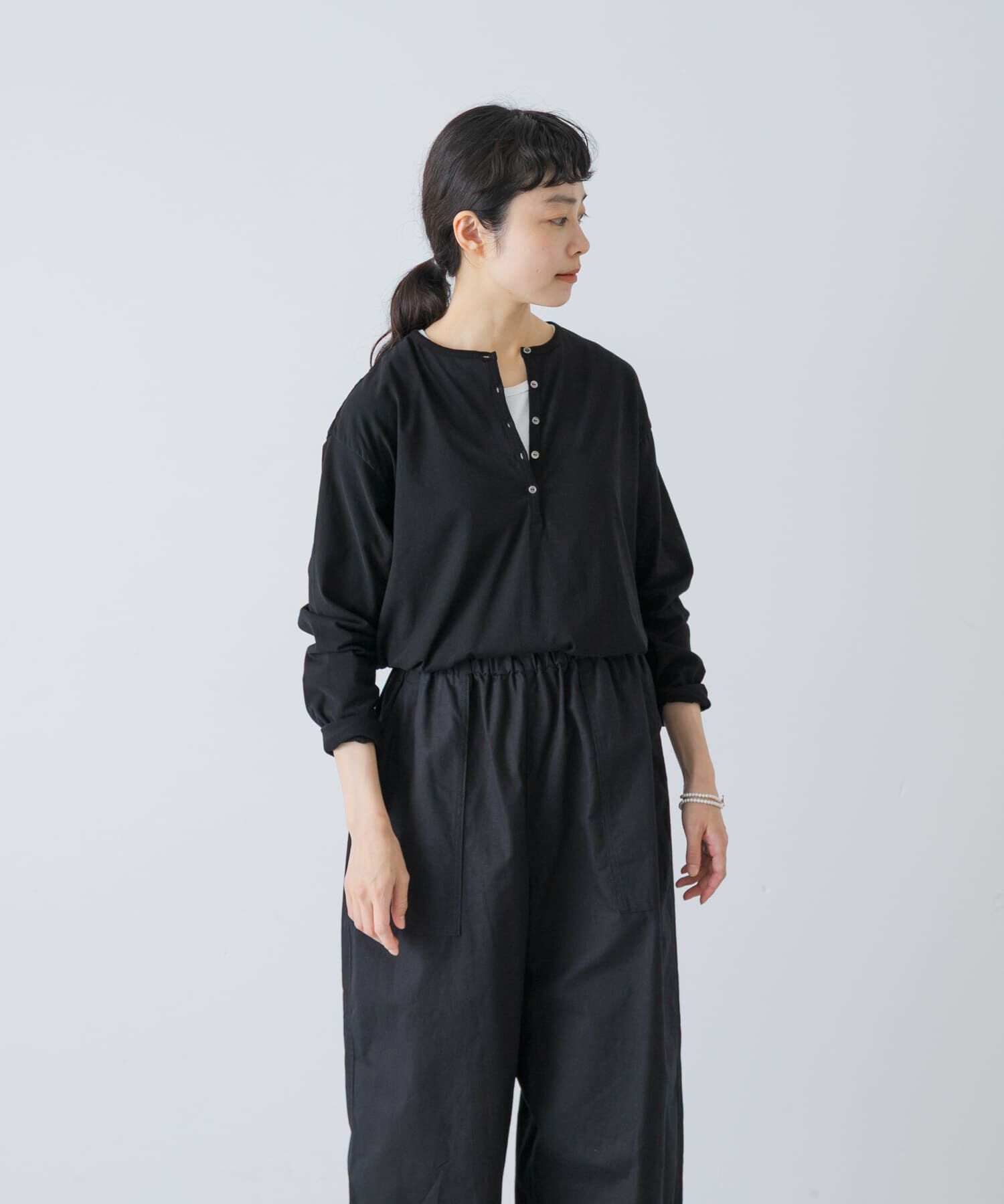 かぐれ「ヘンリーネックコットンカットソー」|Tシャツ・カットソー|