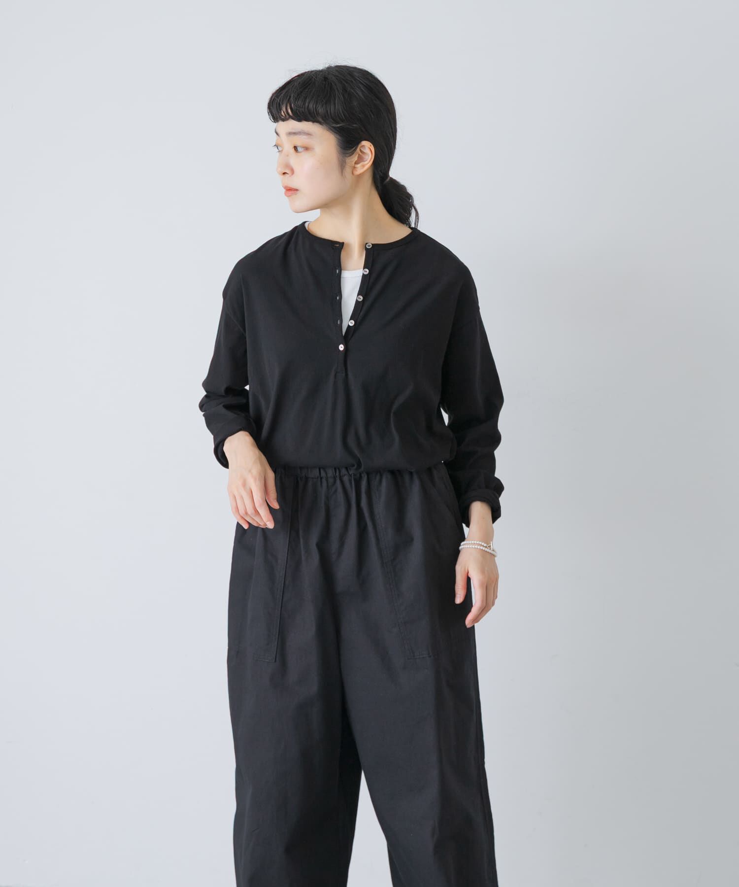 かぐれ「ヘンリーネックコットンカットソー」|Tシャツ・カットソー|