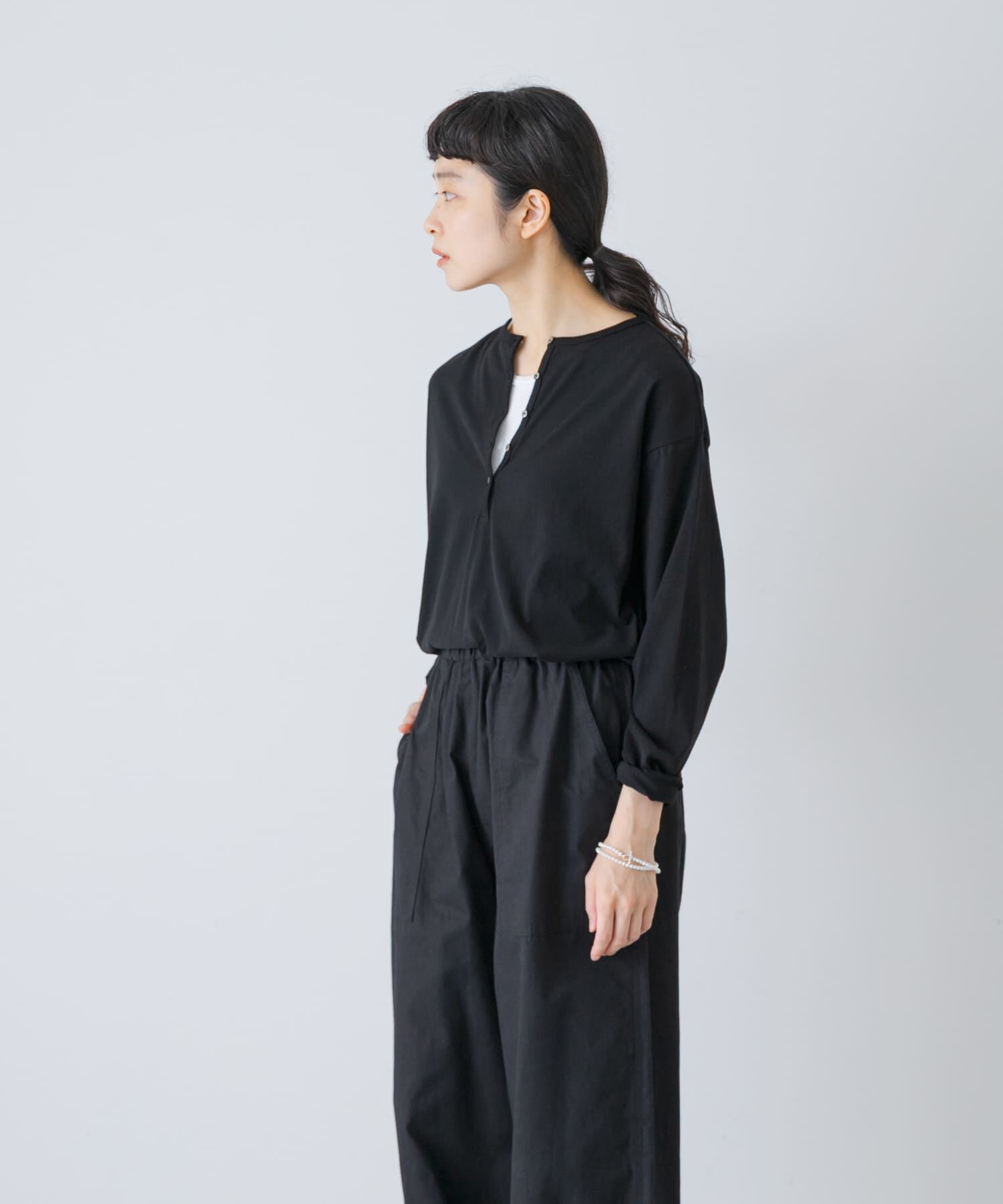 かぐれ「ヘンリーネックコットンカットソー」|Tシャツ・カットソー|