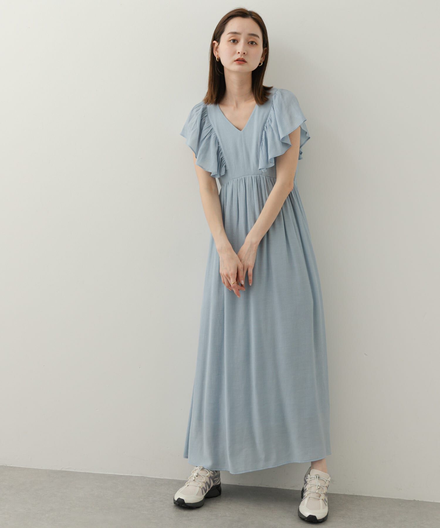 SENSE OF PLACE by URBAN RESEARCH「Vネックウエストマークフリルワンピース」|ワンピース|