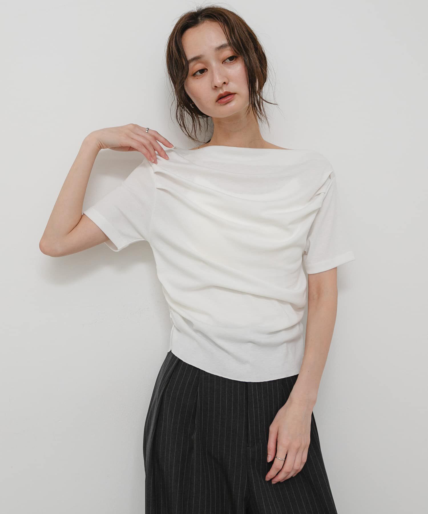 SENSE OF PLACE by URBAN RESEARCH「シアードレープトップ(半袖)」|Tシャツ・カットソー|
