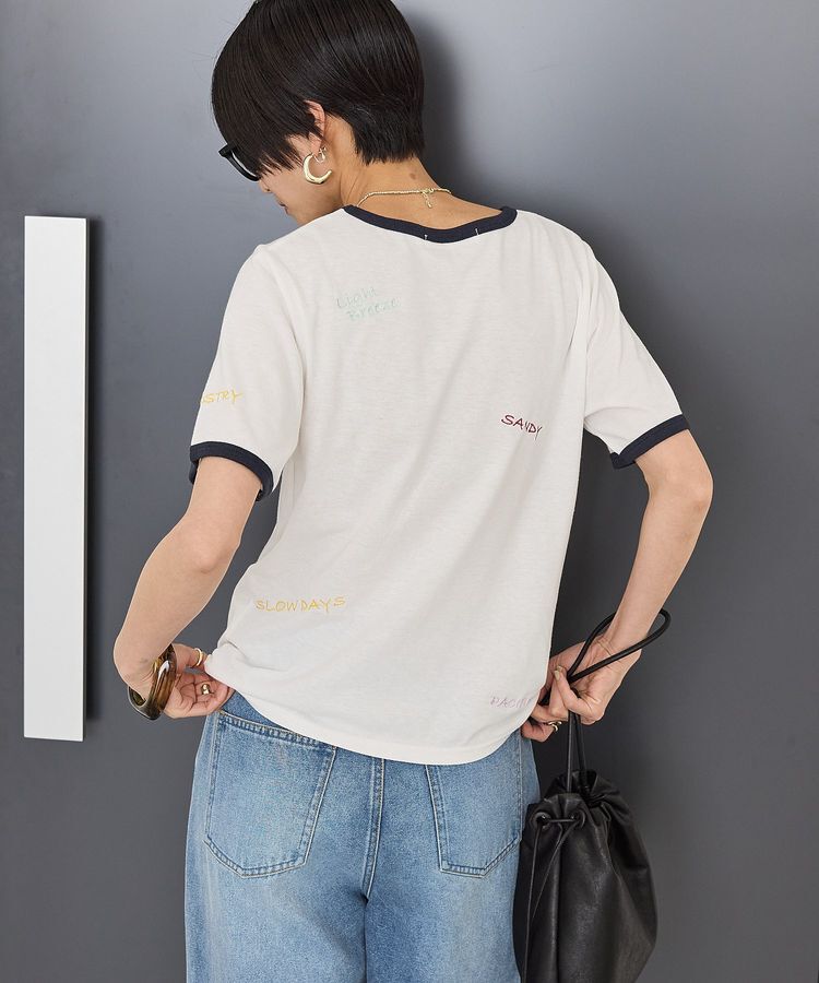 AMERICAN HOLIC「ランダムロゴ刺繍リンガーTシャツ」|Tシャツ・カットソー|