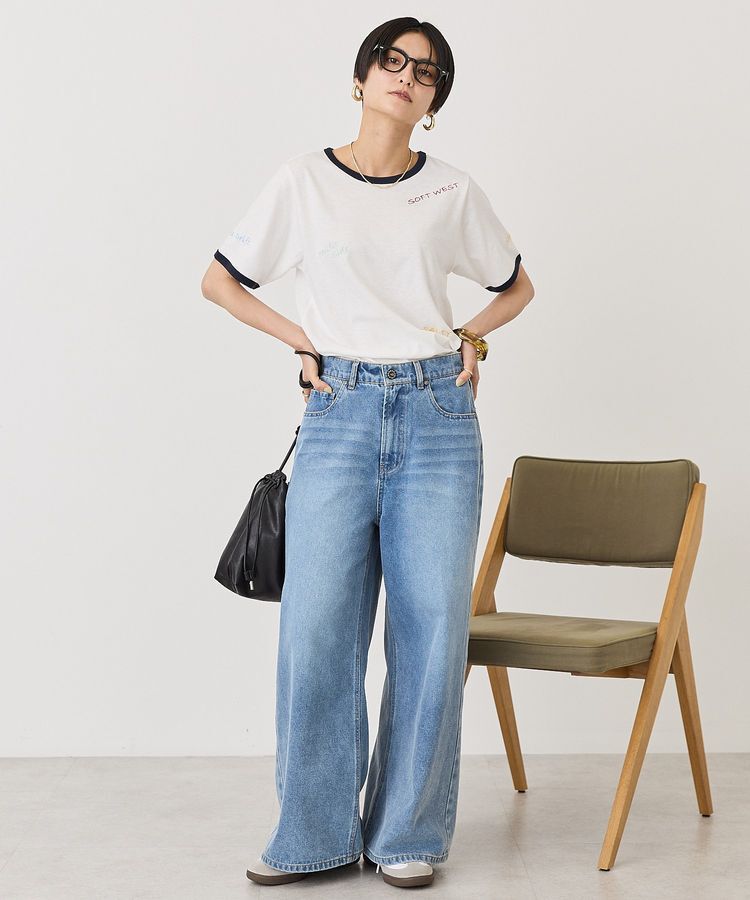 AMERICAN HOLIC「ランダムロゴ刺繍リンガーTシャツ」|Tシャツ・カットソー|