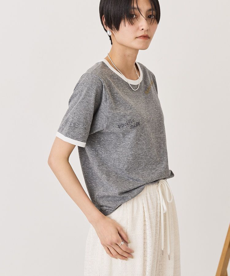 AMERICAN HOLIC「ランダムロゴ刺繍リンガーTシャツ」|Tシャツ・カットソー|