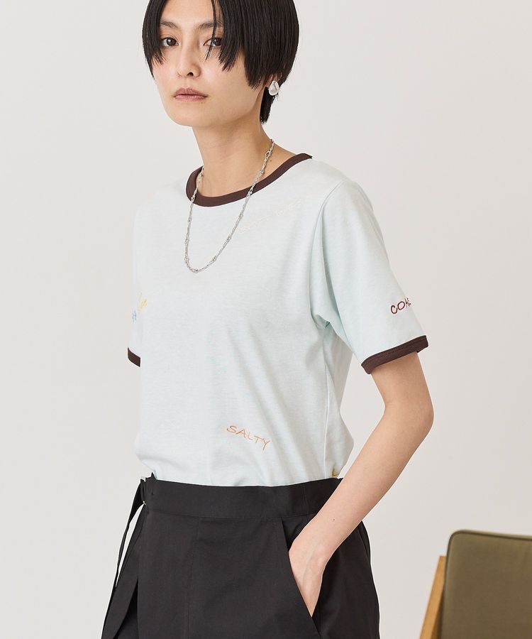 AMERICAN HOLIC「ランダムロゴ刺繍リンガーTシャツ」|Tシャツ・カットソー|