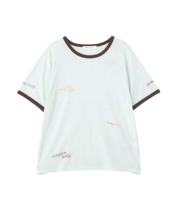 AMERICAN HOLIC「ランダムロゴ刺繍リンガーTシャツ」|Tシャツ・カットソー|