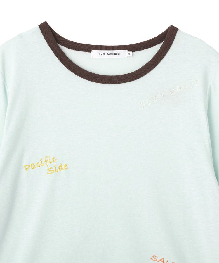 AMERICAN HOLIC「ランダムロゴ刺繍リンガーTシャツ」|Tシャツ・カットソー|