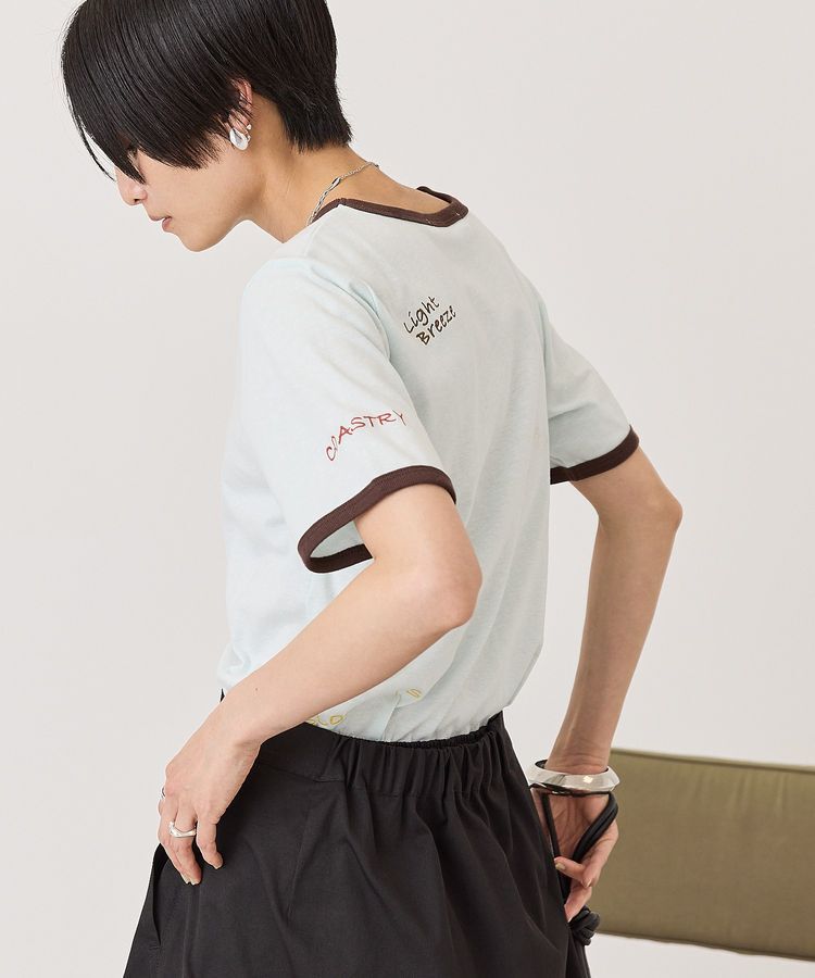 AMERICAN HOLIC「ランダムロゴ刺繍リンガーTシャツ」|Tシャツ・カットソー|