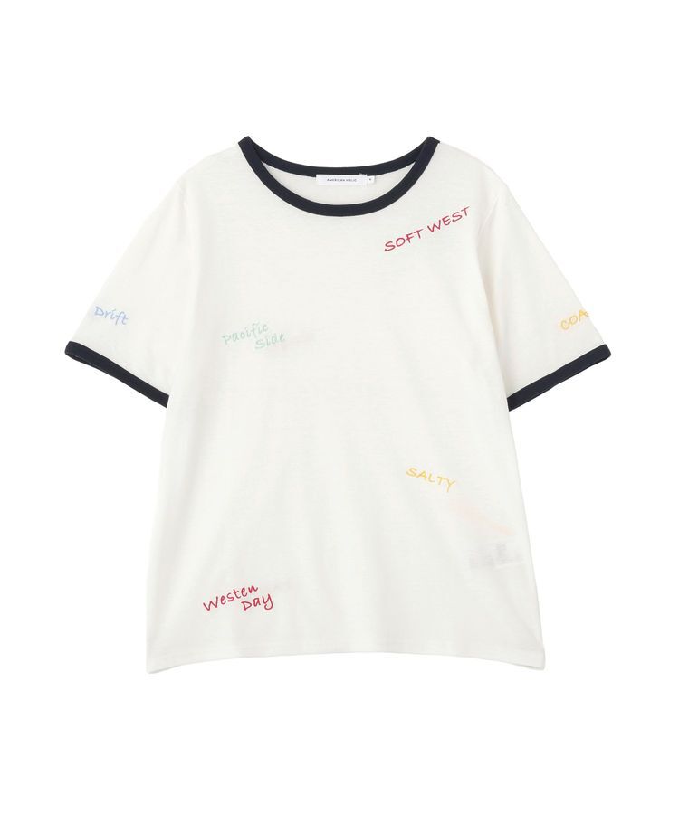 AMERICAN HOLIC「ランダムロゴ刺繍リンガーTシャツ」|Tシャツ・カットソー|