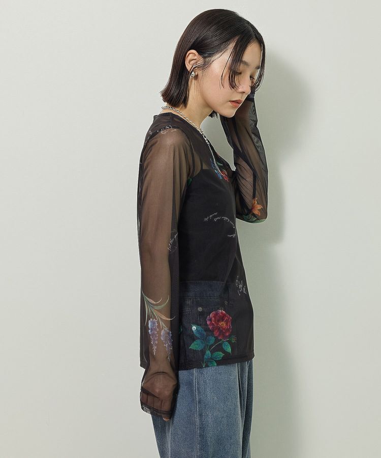 Green Parks「【WEB限定】フラワープリントシアーロンTEEⅡ」|Tシャツ・カットソー|