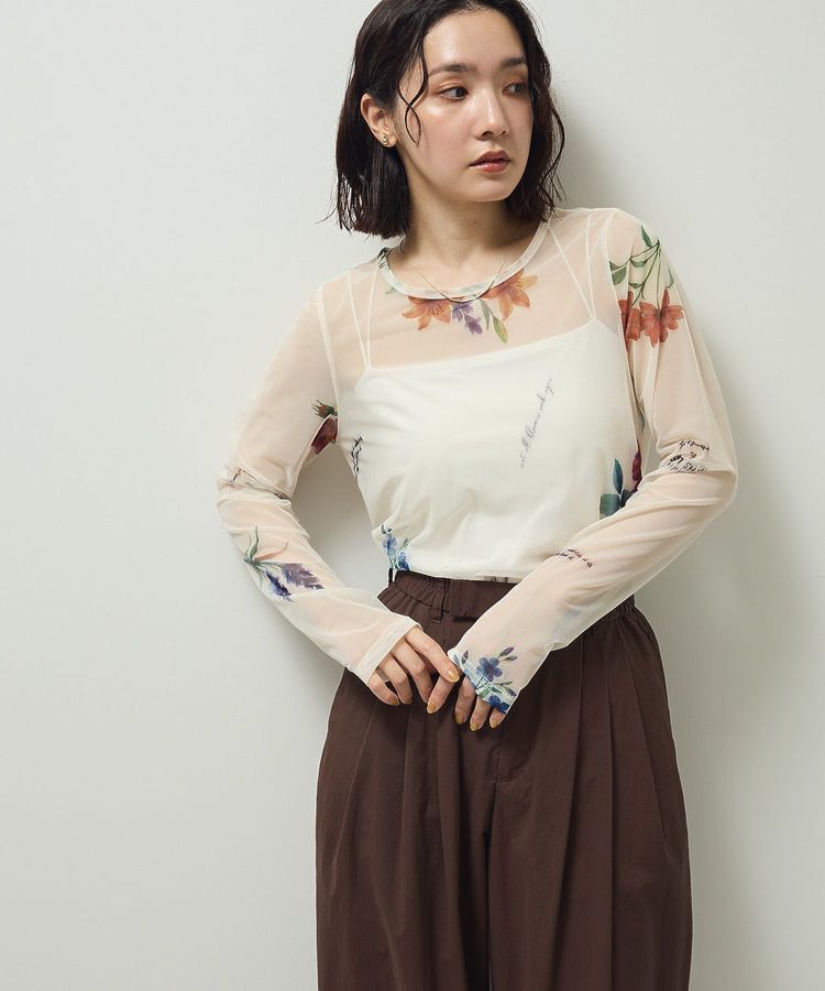 Green Parks「【WEB限定】フラワープリントシアーロンTEEⅡ」|Tシャツ・カットソー|