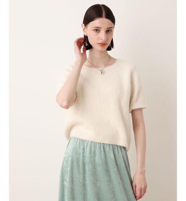 allureville「WEB ルミネ別注 カシミヤブレンドファー加工半袖プルオーバー」|ニット・セーター|オフホワイト