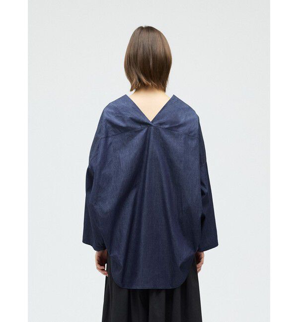 mizuiro ind「mizuiro ind Vネックデニムシャツ」|シャツ・ブラウス|