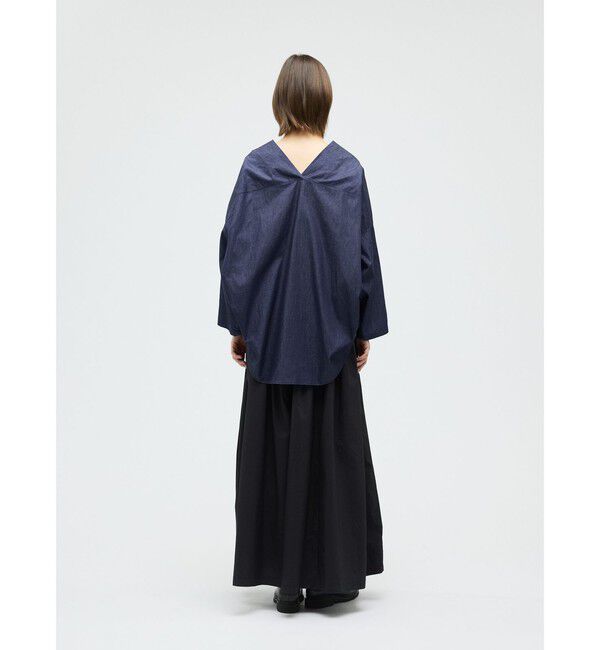mizuiro ind「mizuiro ind Vネックデニムシャツ」|シャツ・ブラウス|