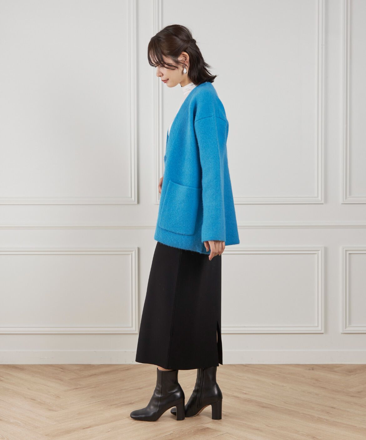 Le Souk「《大きいサイズ》ラクーン接結編みニットジャケット」|カーディガン|