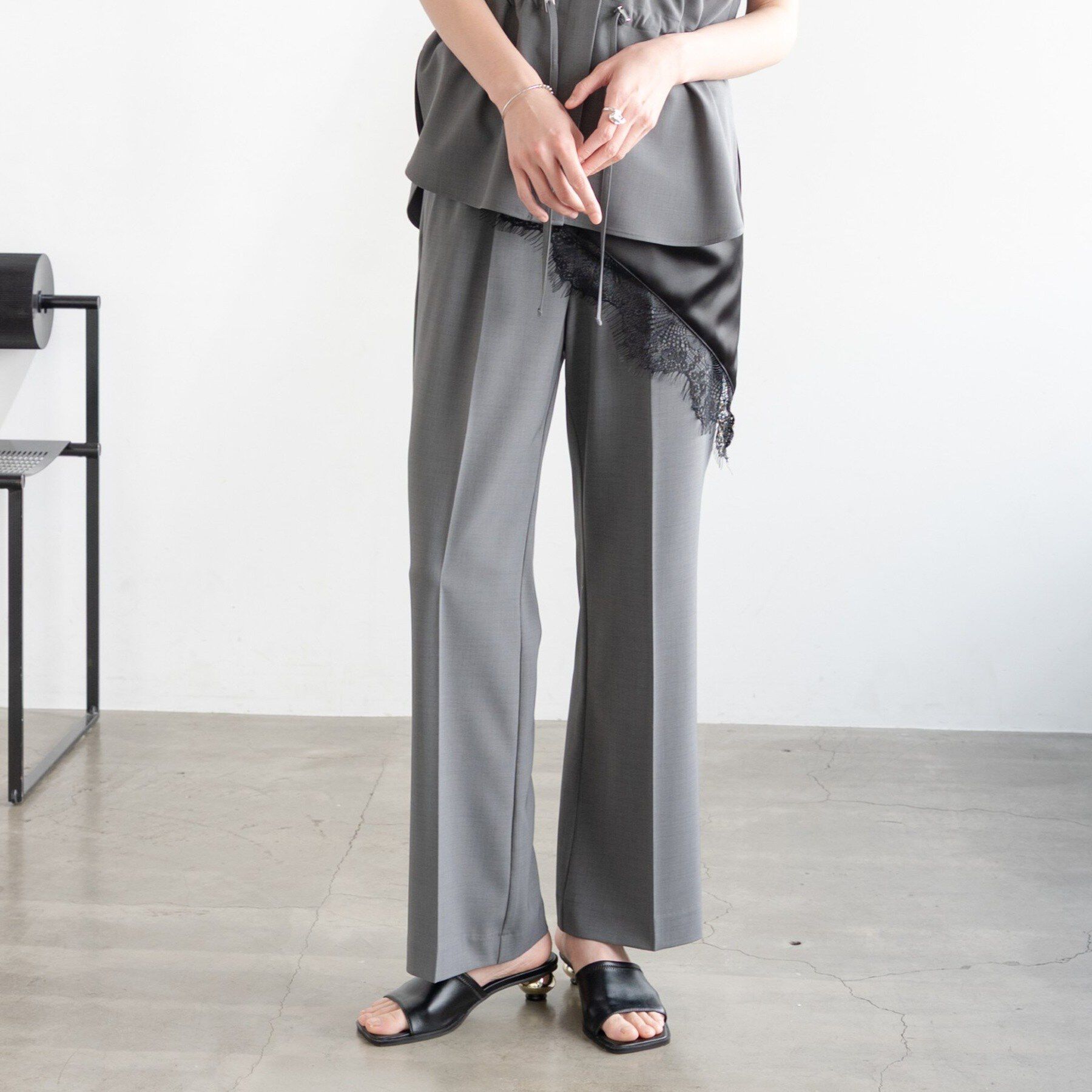 GALLEST「Comfy SET UP｜ストレートフレアパンツ【セットアップ対応／通勤／カセット服／接触冷感／UV」|その他|チャコールグレー(6
