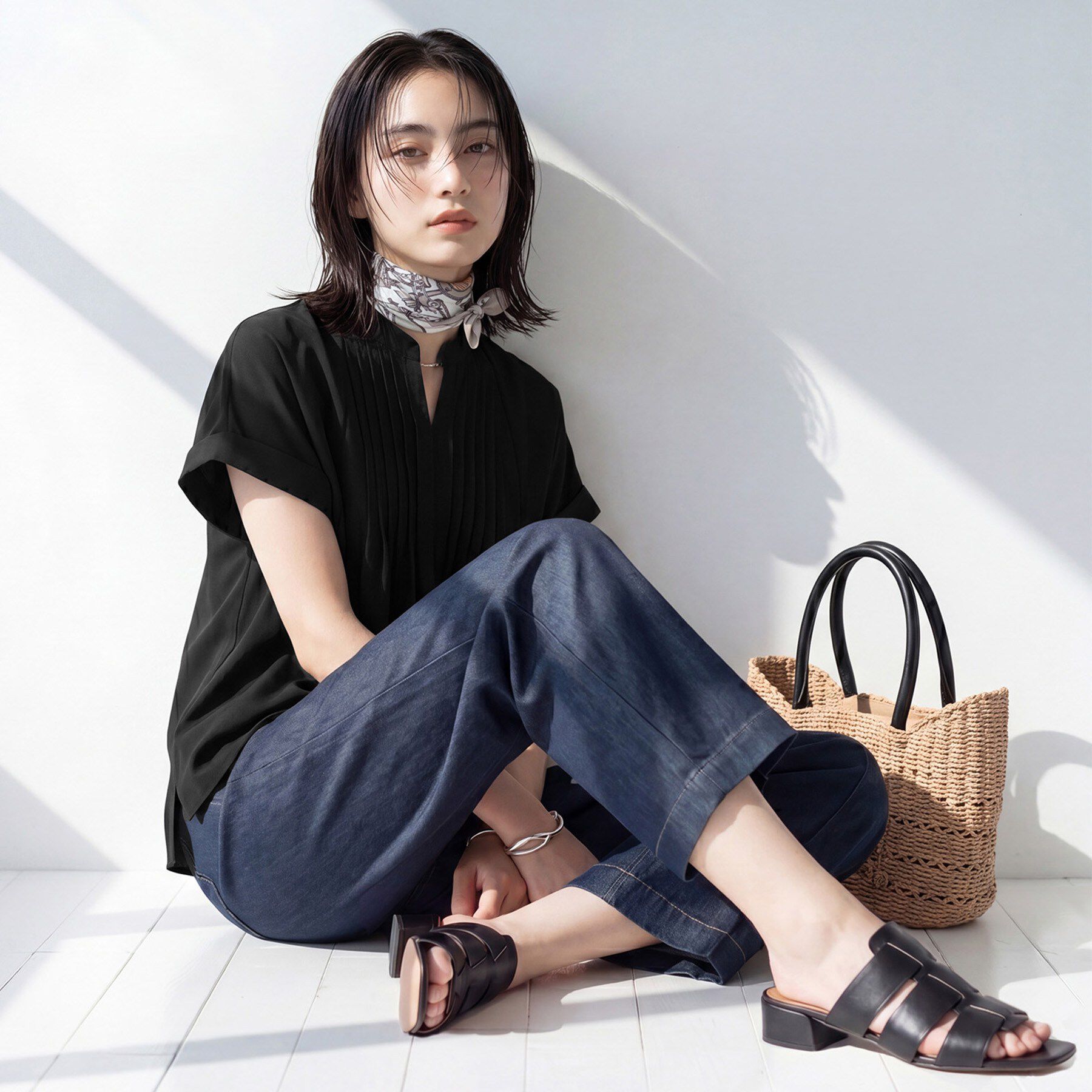 INDIVI「【撥水／UVケア／SETUP可能】軽量タックスキッパーブラウス」|シャツ・ブラウス|