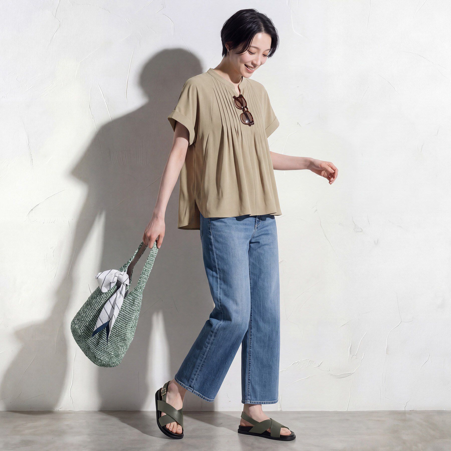 INDIVI「【撥水／UVケア／SETUP可能】軽量タックスキッパーブラウス」|シャツ・ブラウス|