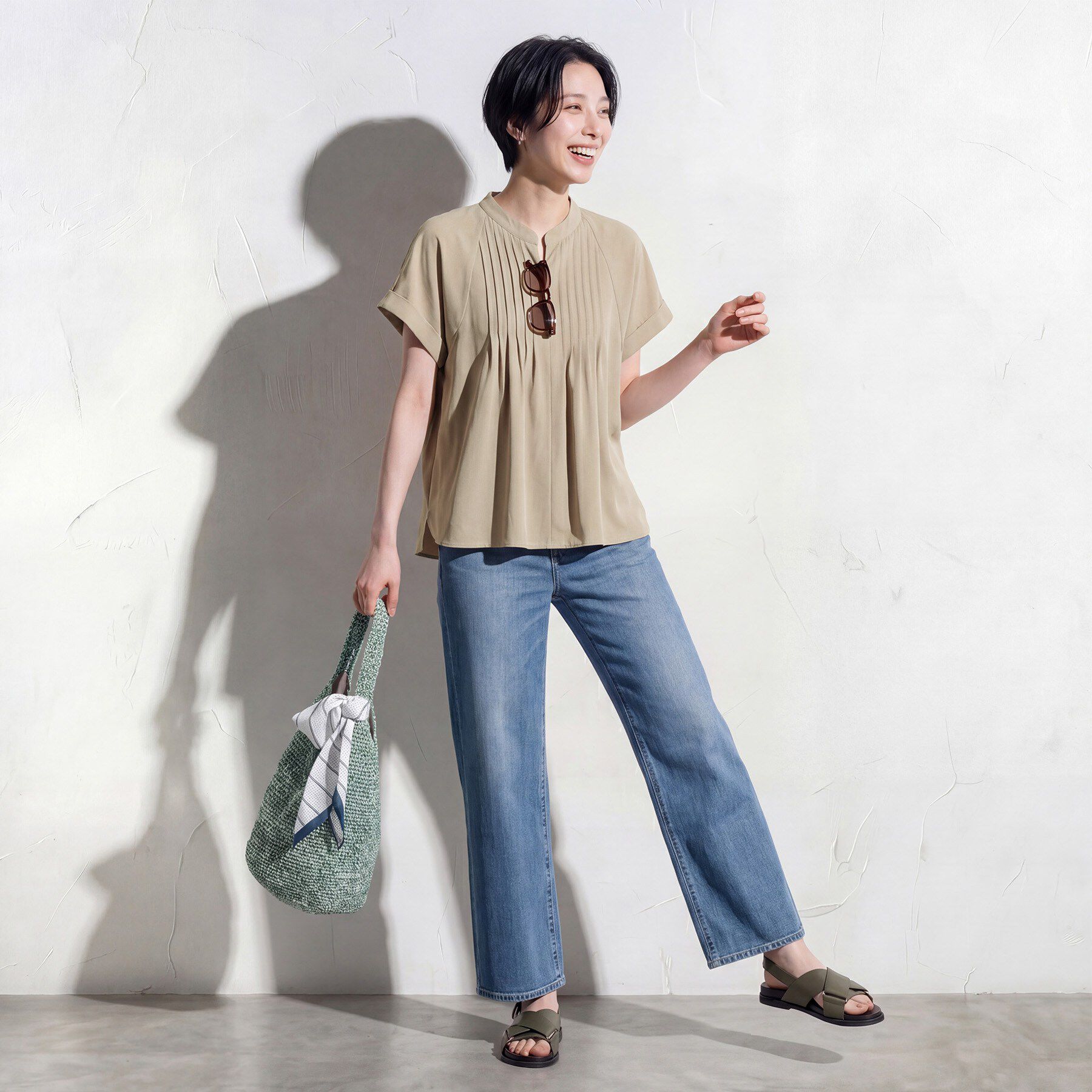 INDIVI「【撥水／UVケア／SETUP可能】軽量タックスキッパーブラウス」|シャツ・ブラウス|