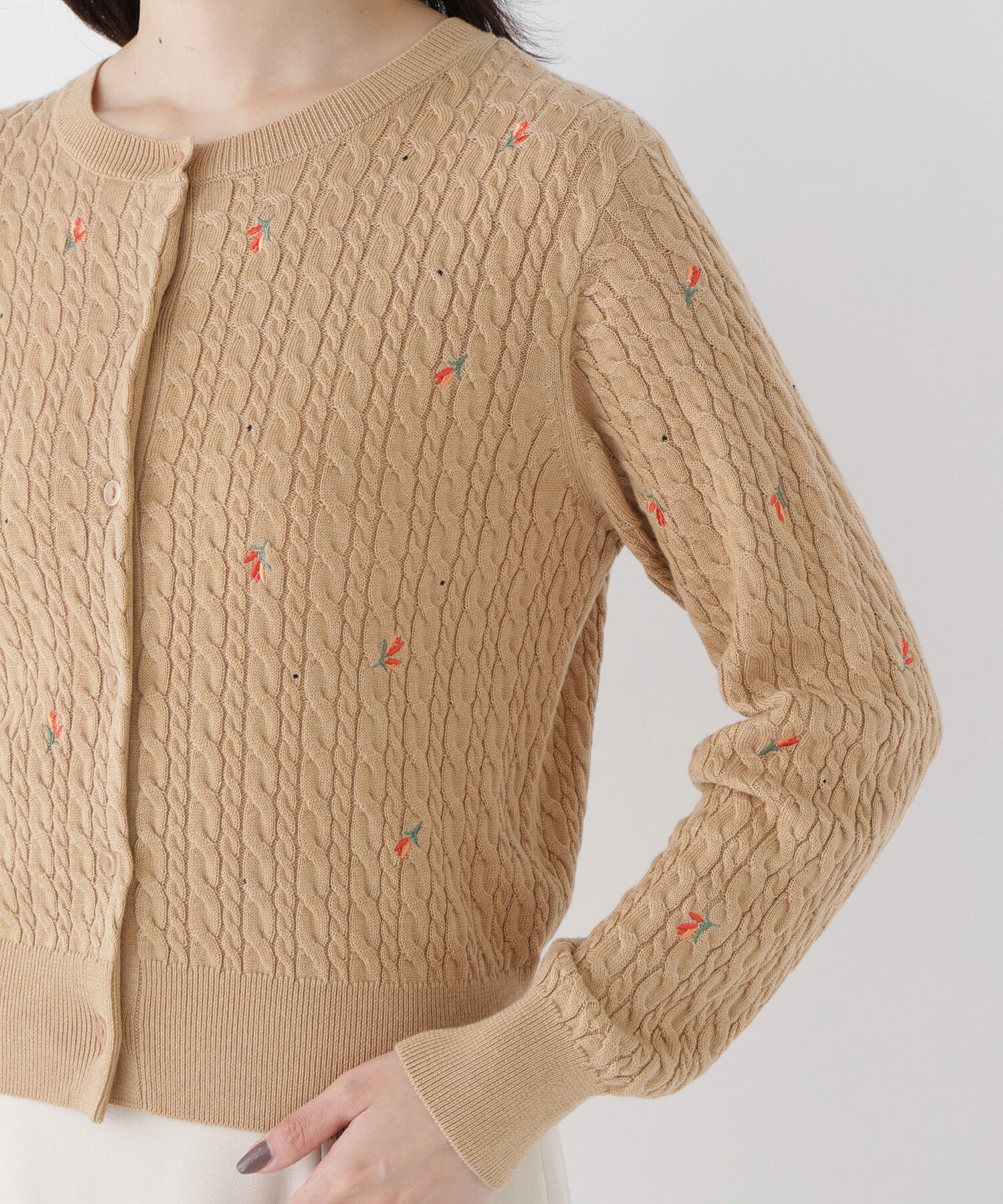  「ドットフラワー刺繍カーディガン」|ニット・セーター|