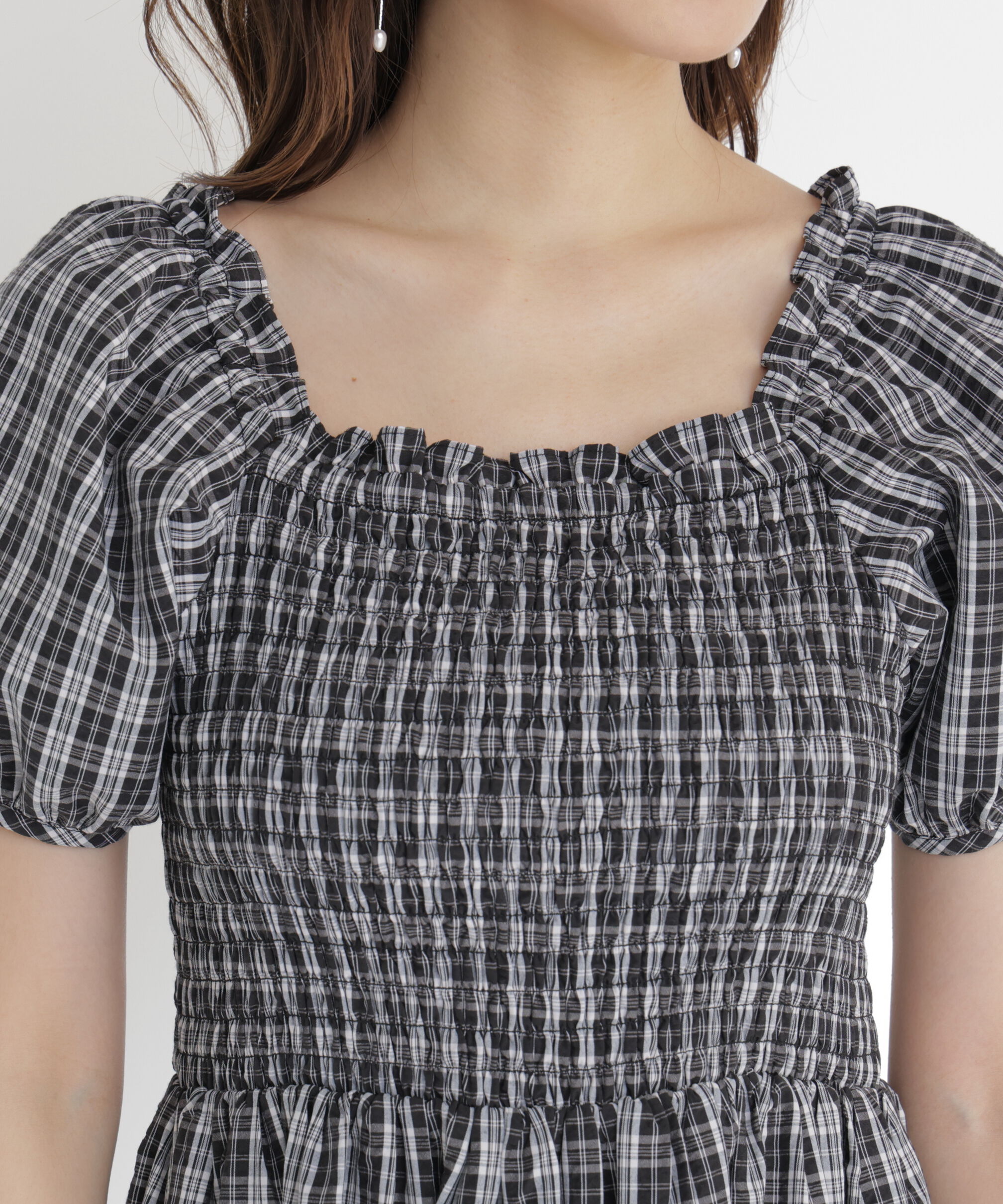 PROPORTION BODY DRESSING「チェック柄シャーリングワンピース」|ワンピース|