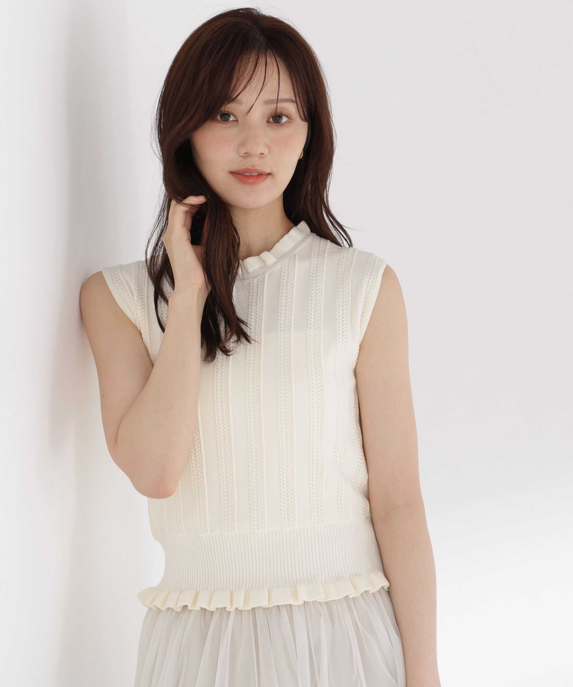 PROPORTION BODY DRESSING「レース編みノースリーブニット」|ニット・セーター|エクリュ1