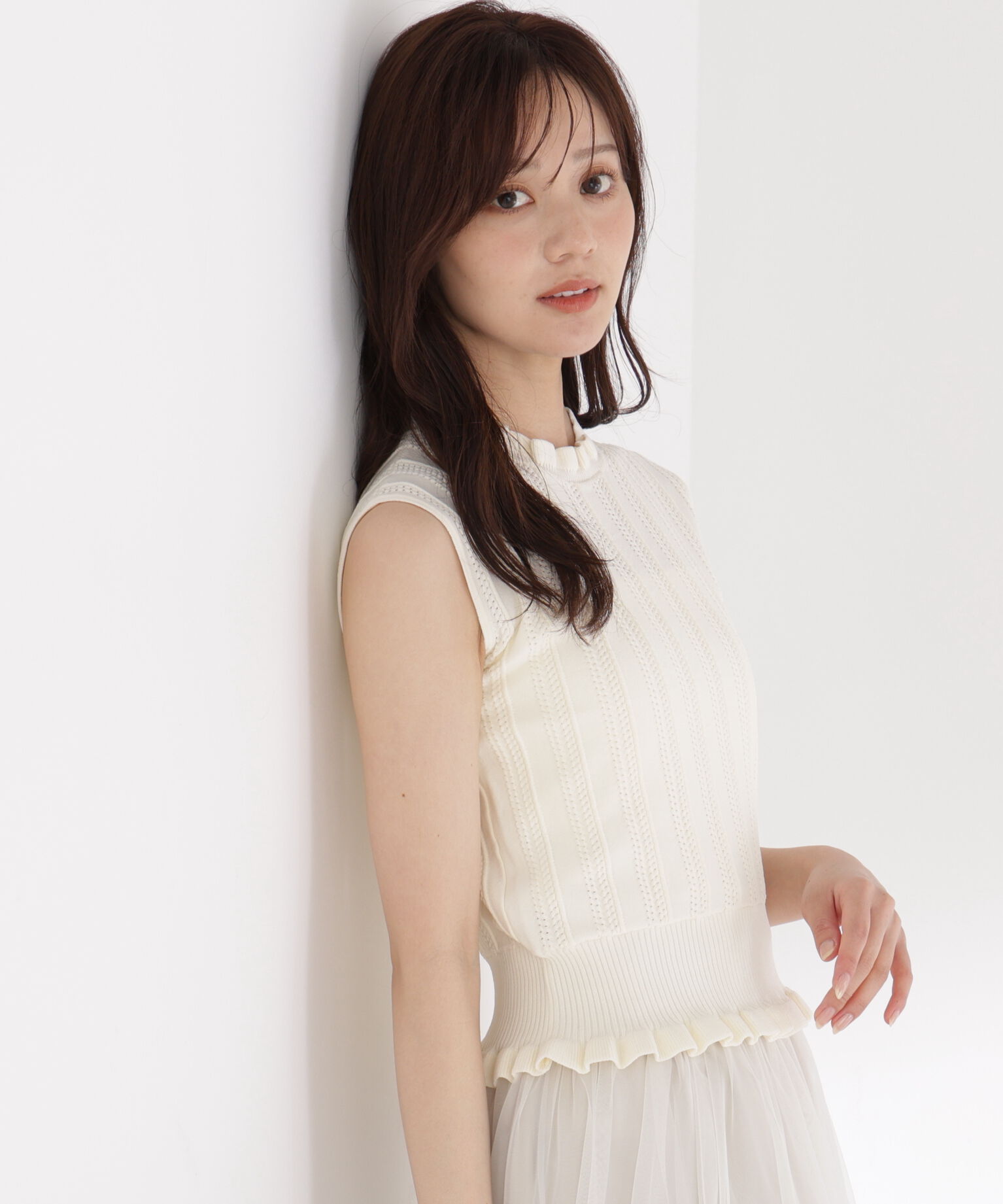 PROPORTION BODY DRESSING「レース編みノースリーブニット」|ニット・セーター|