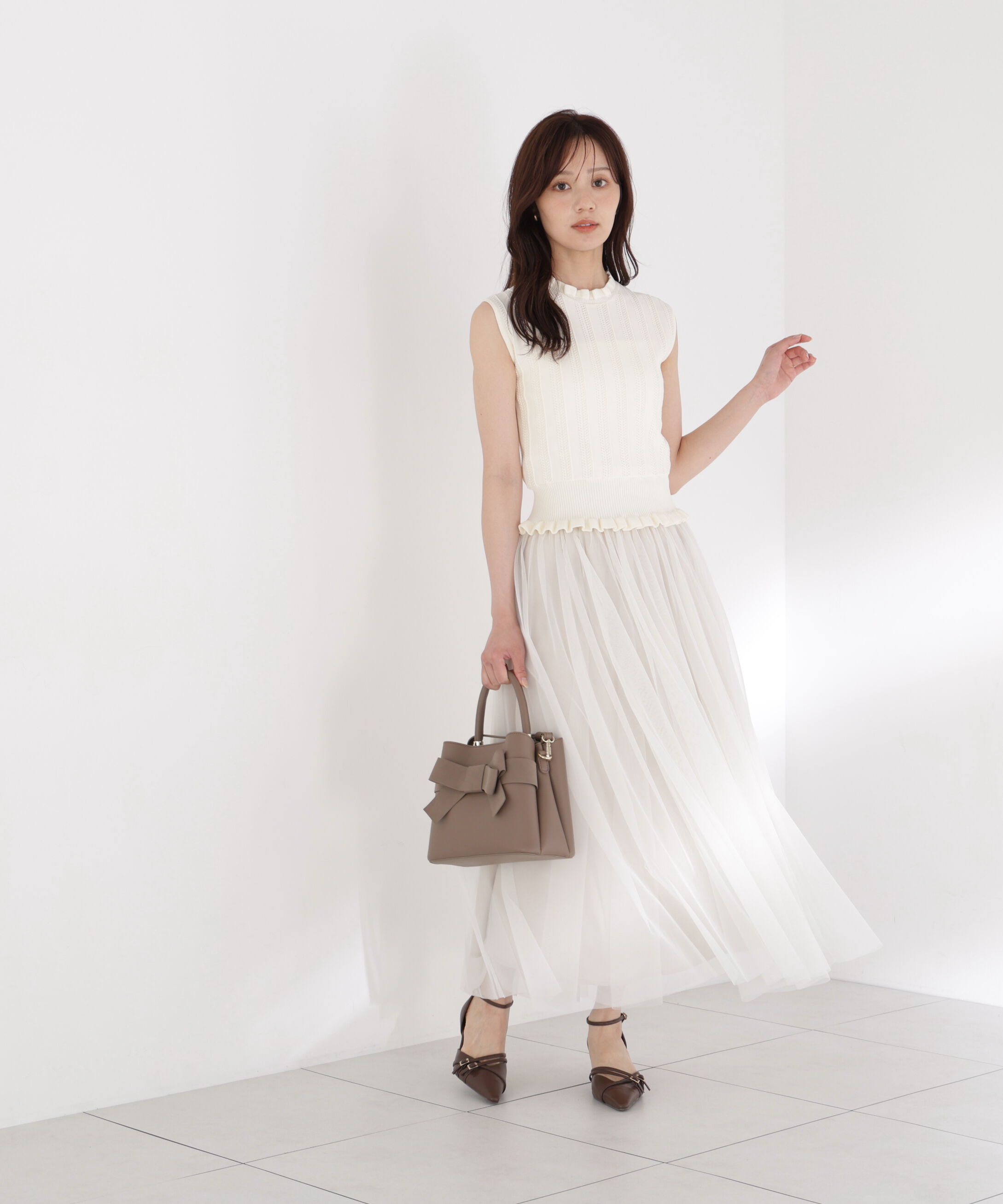 PROPORTION BODY DRESSING「レース編みノースリーブニット」|ニット・セーター|