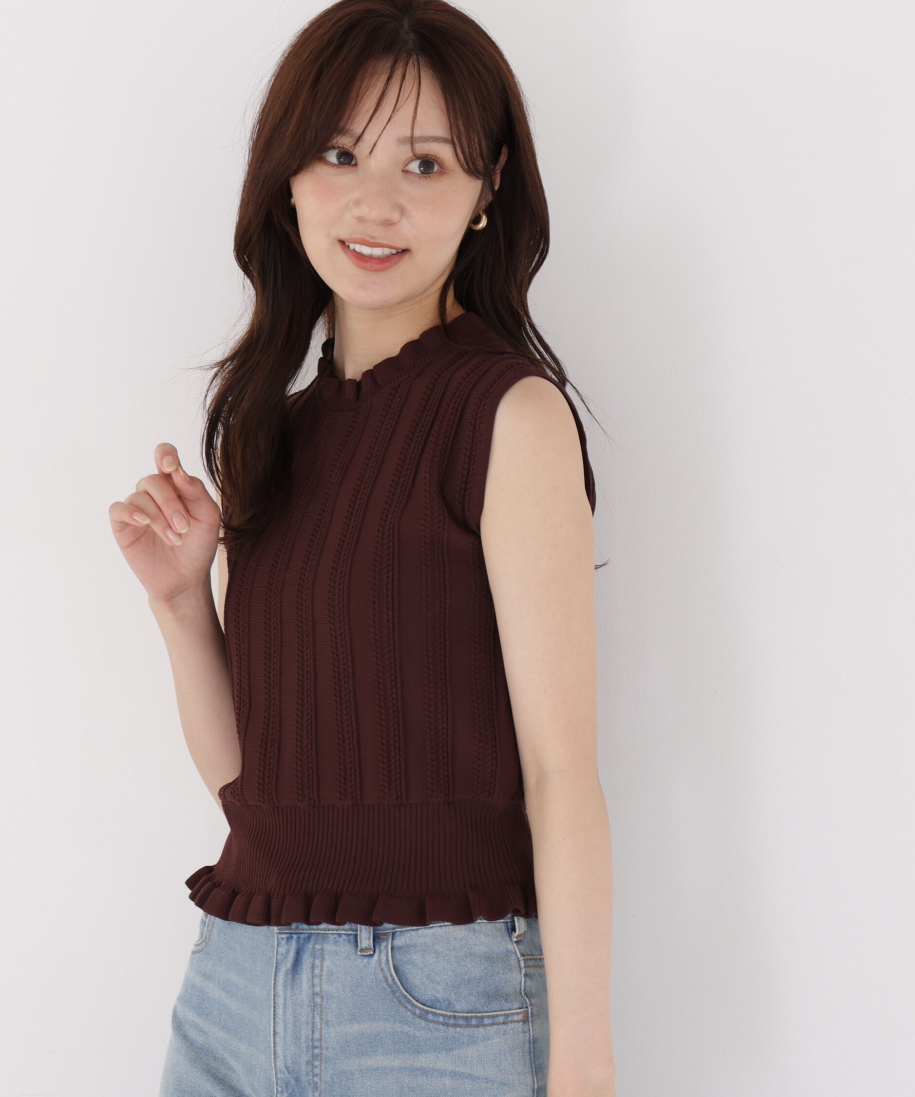 PROPORTION BODY DRESSING「レース編みノースリーブニット」|ニット・セーター|