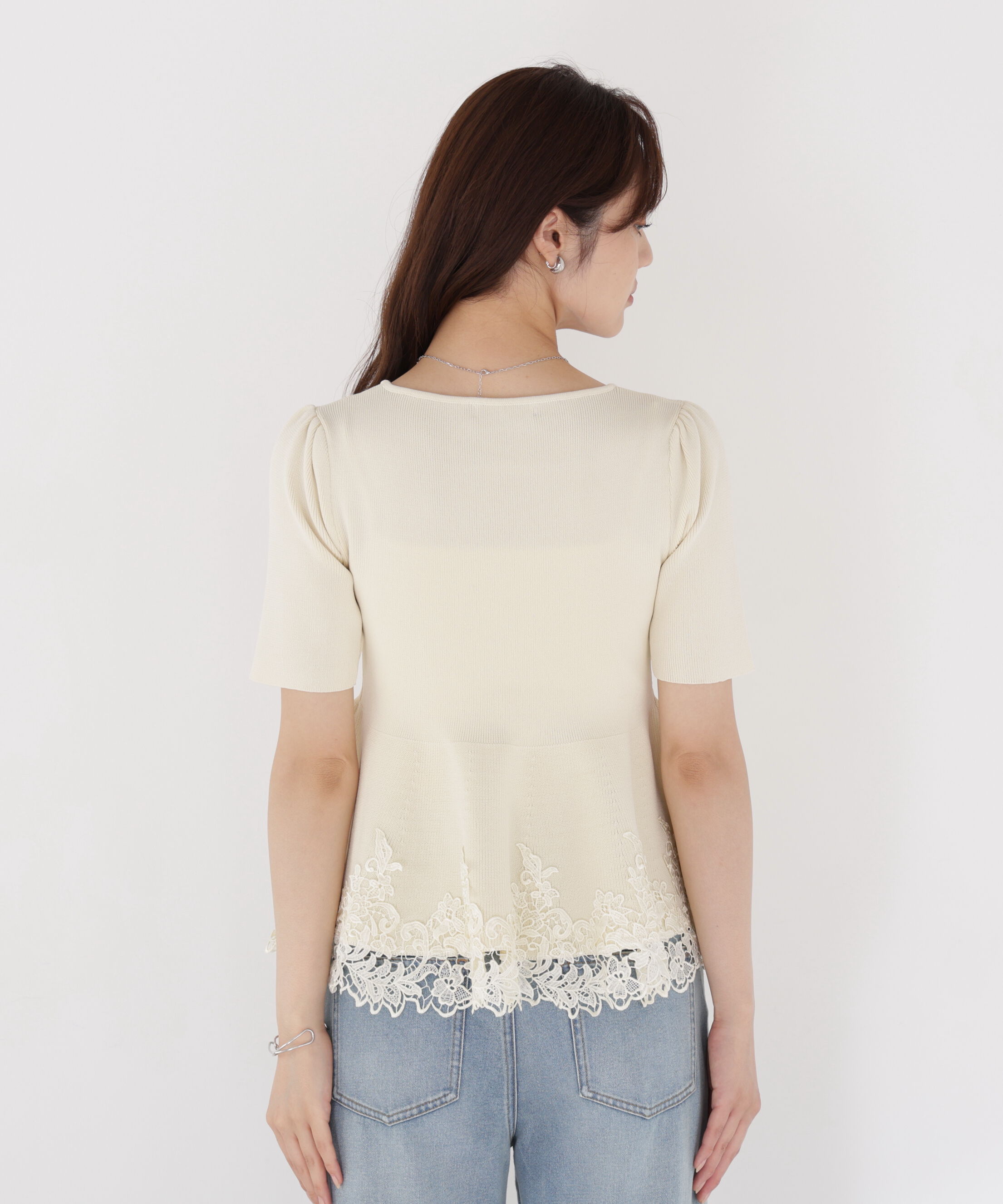 PROPORTION BODY DRESSING「レーストリムペプラムニット」|ニット・セーター|